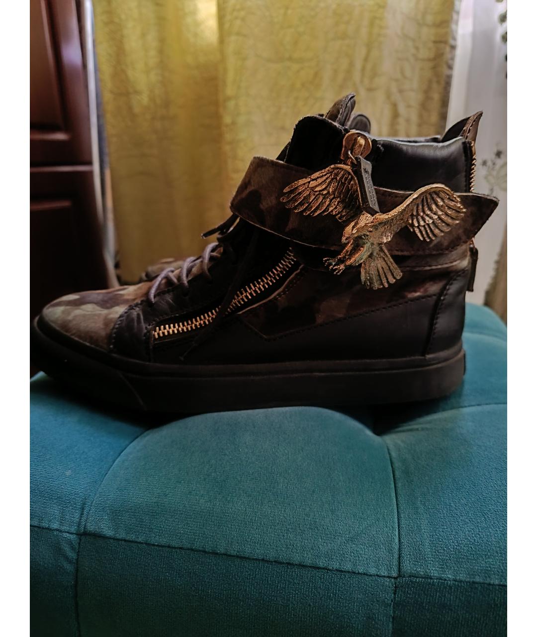GIUSEPPE ZANOTTI DESIGN Черные кожаные кеды, фото 2