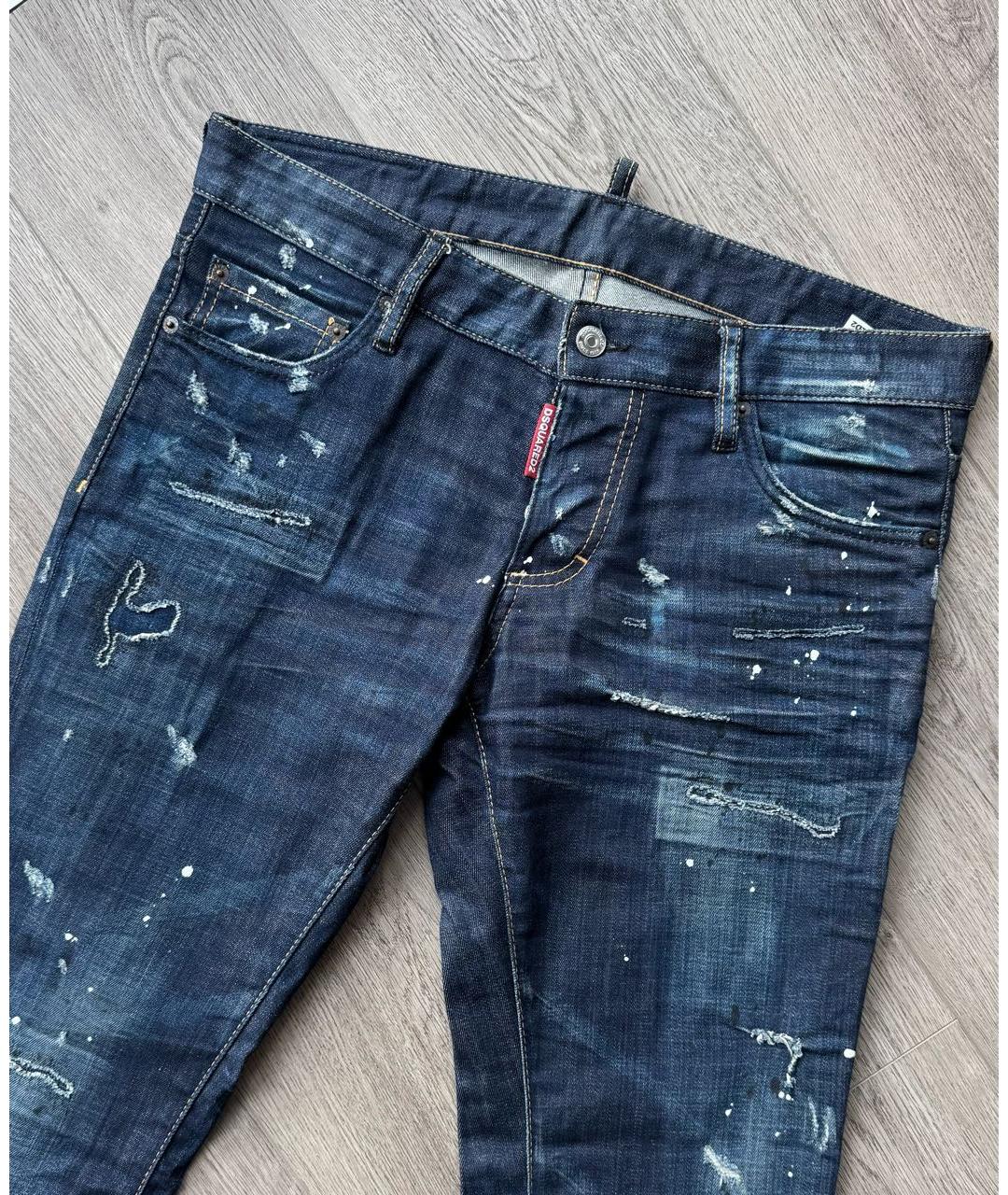 DSQUARED2 Синие хлопко-эластановые джинсы скинни, фото 3