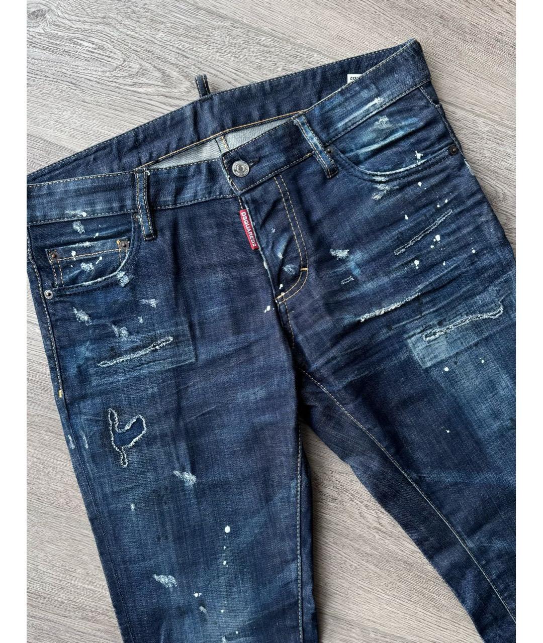 DSQUARED2 Синие хлопко-эластановые джинсы скинни, фото 2