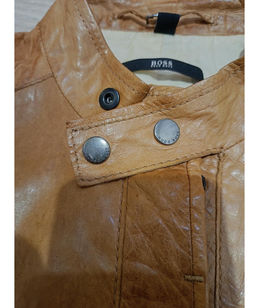 HUGO BOSS Коричневая кожаная куртка, фото 4