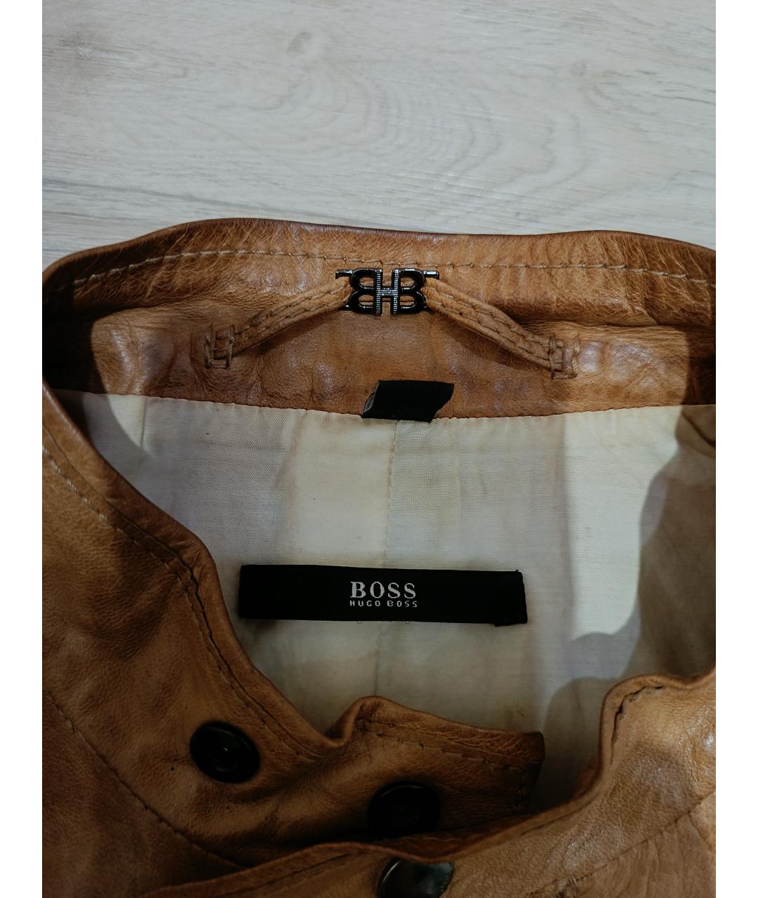HUGO BOSS Коричневая кожаная куртка, фото 3