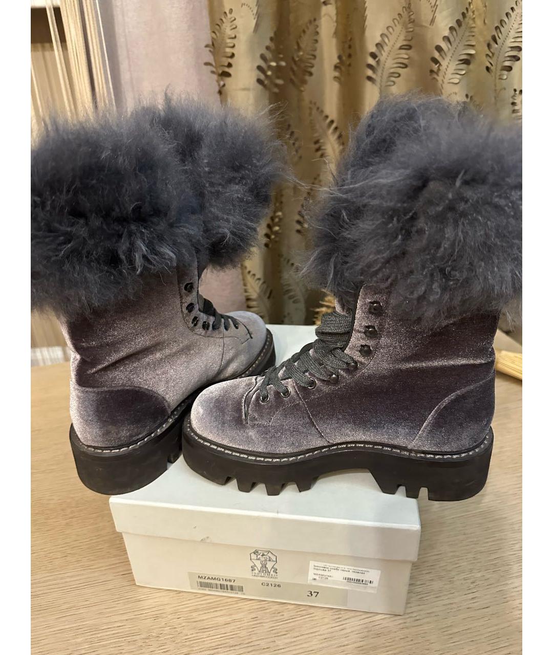 BRUNELLO CUCINELLI Фиолетовые бархатные ботинки, фото 4