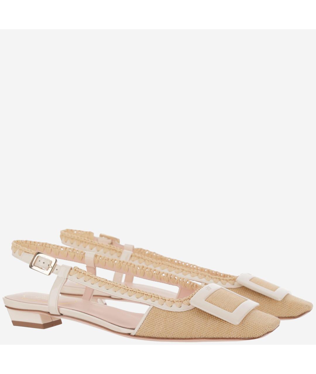ROGER VIVIER Бежевые текстильные балетки, фото 2