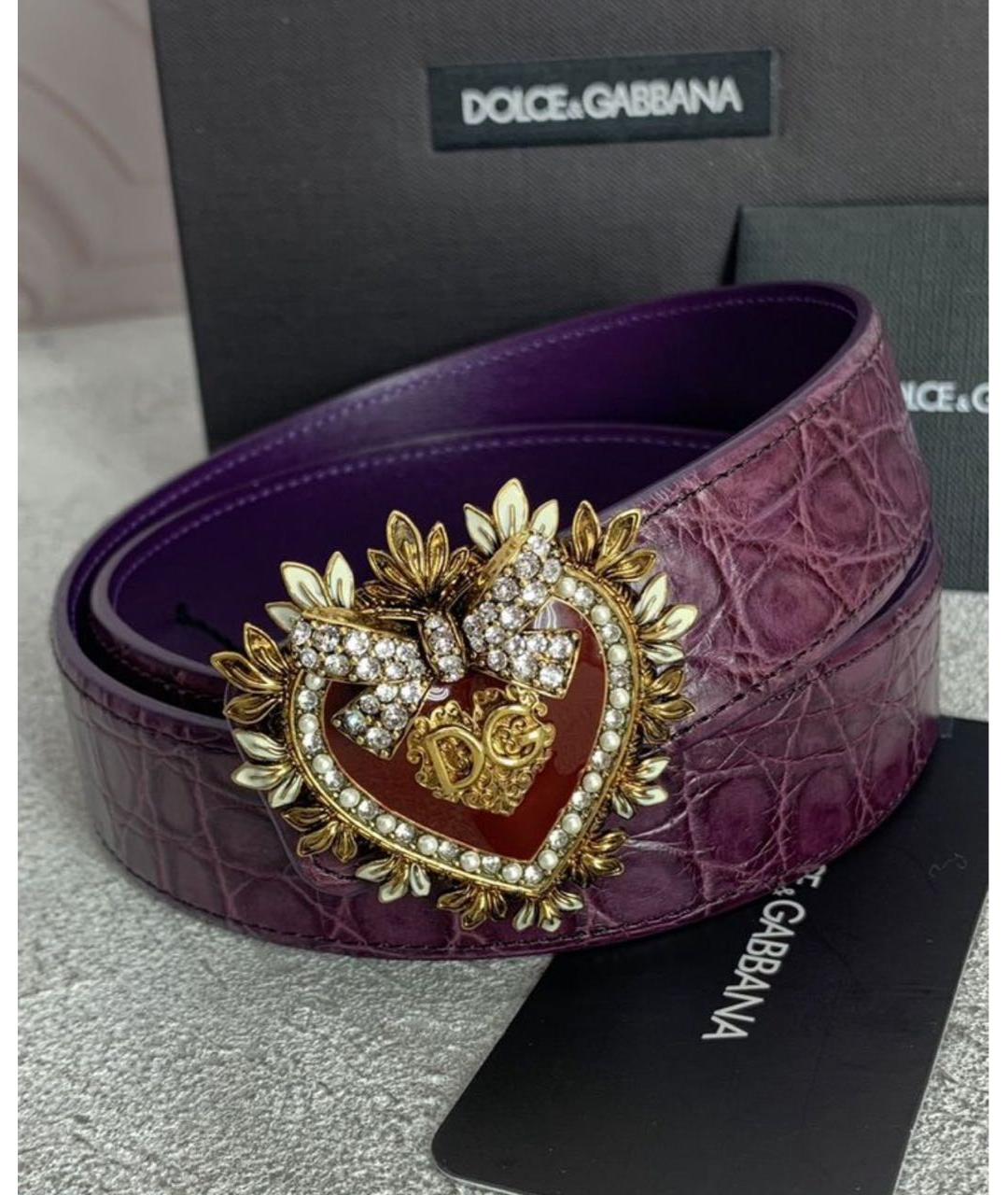 DOLCE&GABBANA Фиолетовый кожаный ремень, фото 4