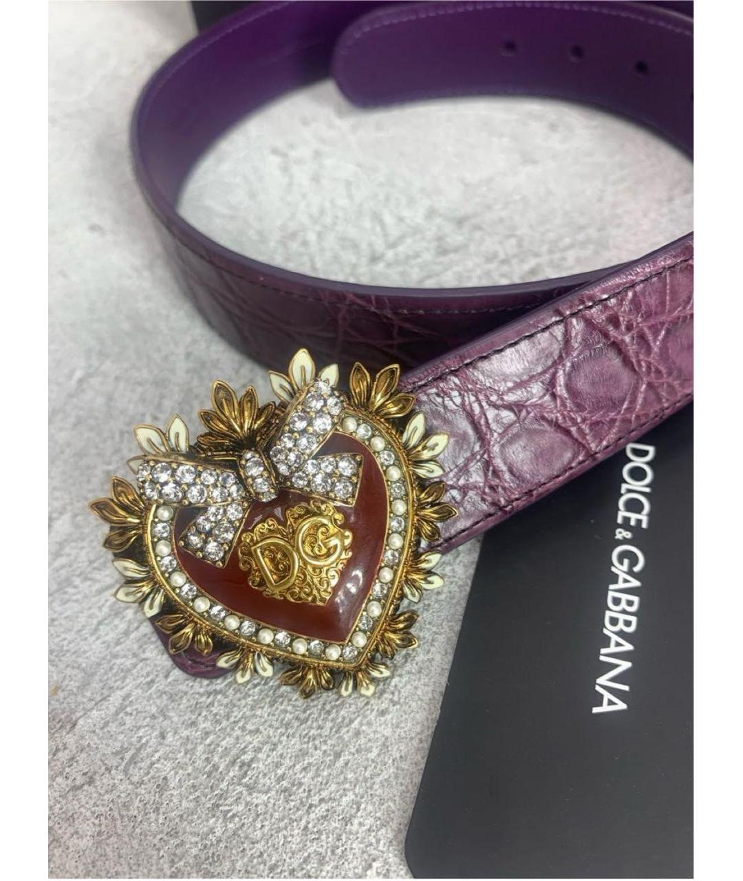 DOLCE&GABBANA Фиолетовый кожаный ремень, фото 2