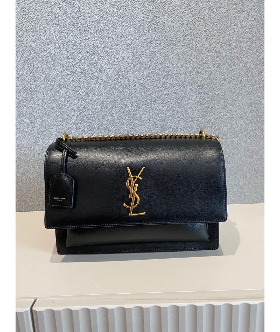 SAINT LAURENT Черная кожаная сумка через плечо, фото 7