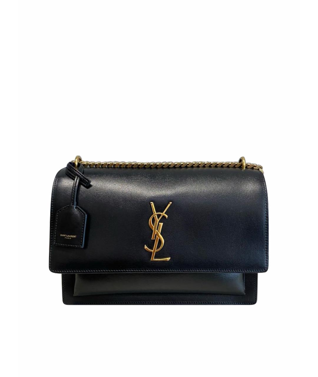 SAINT LAURENT Черная кожаная сумка через плечо, фото 1