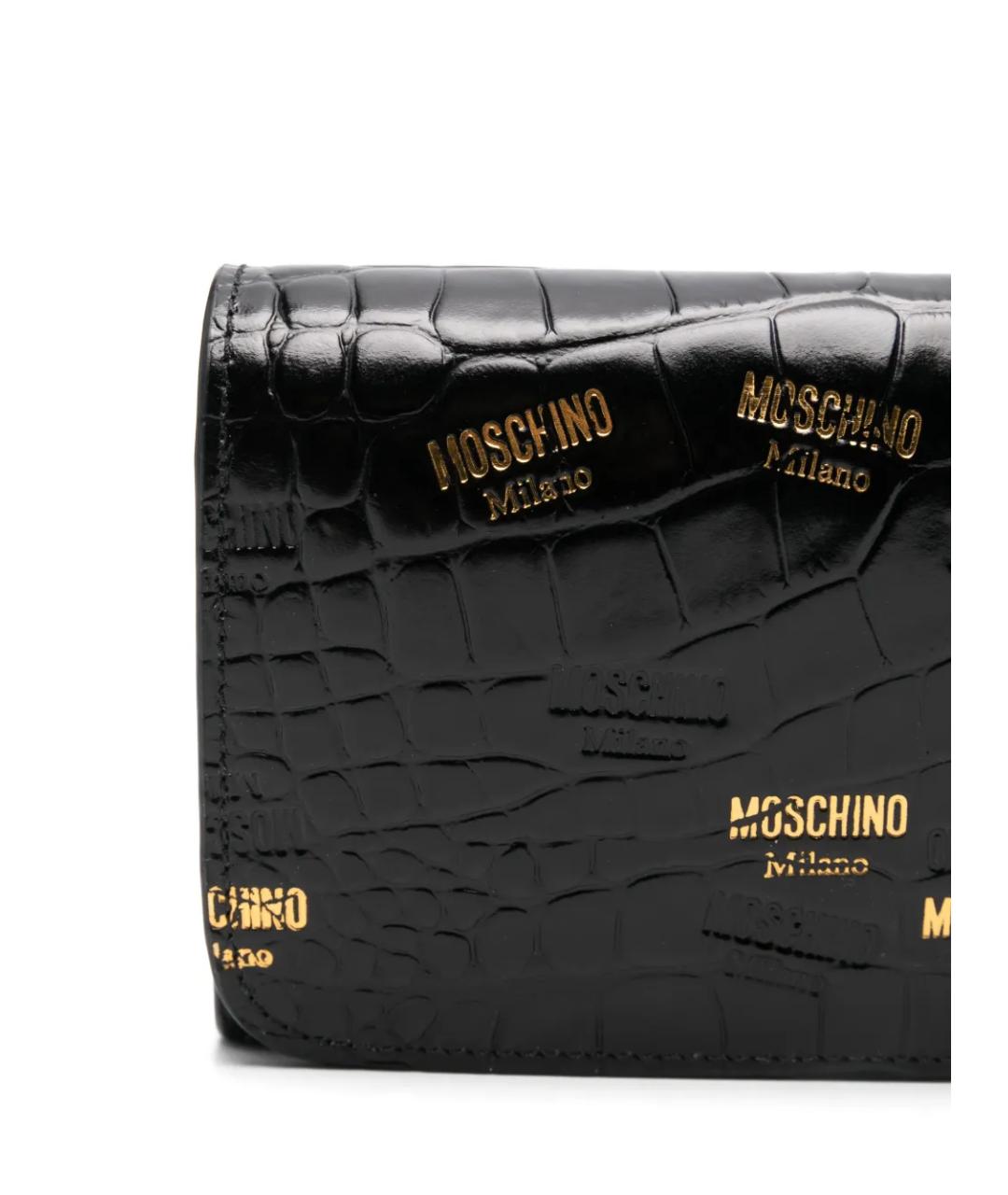 MOSCHINO Черная кожаная сумка через плечо, фото 4