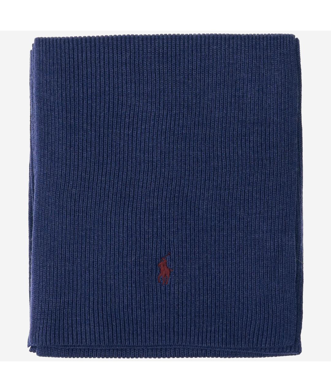 POLO RALPH LAUREN Синий шерстяной шарф, фото 2