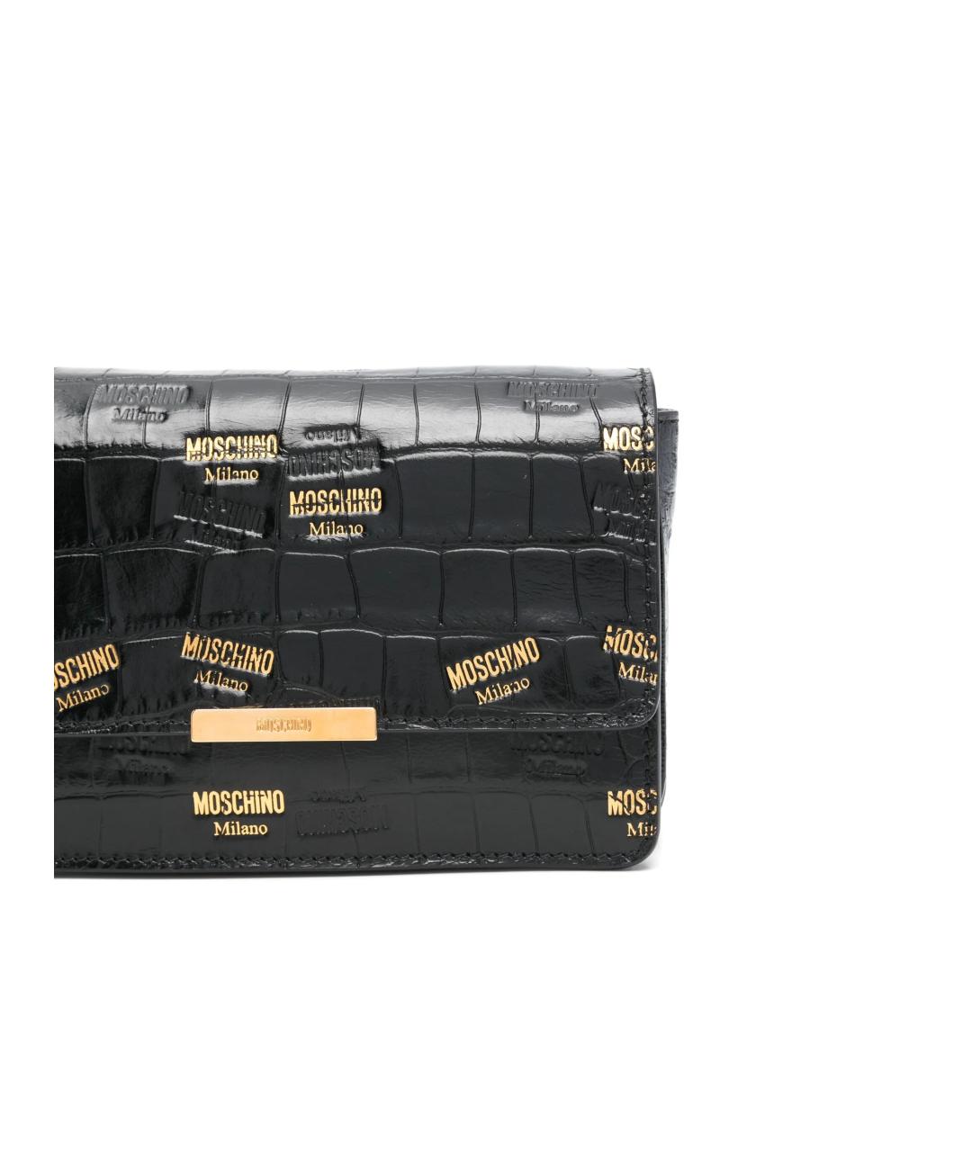 MOSCHINO Черная кожаная сумка через плечо, фото 4