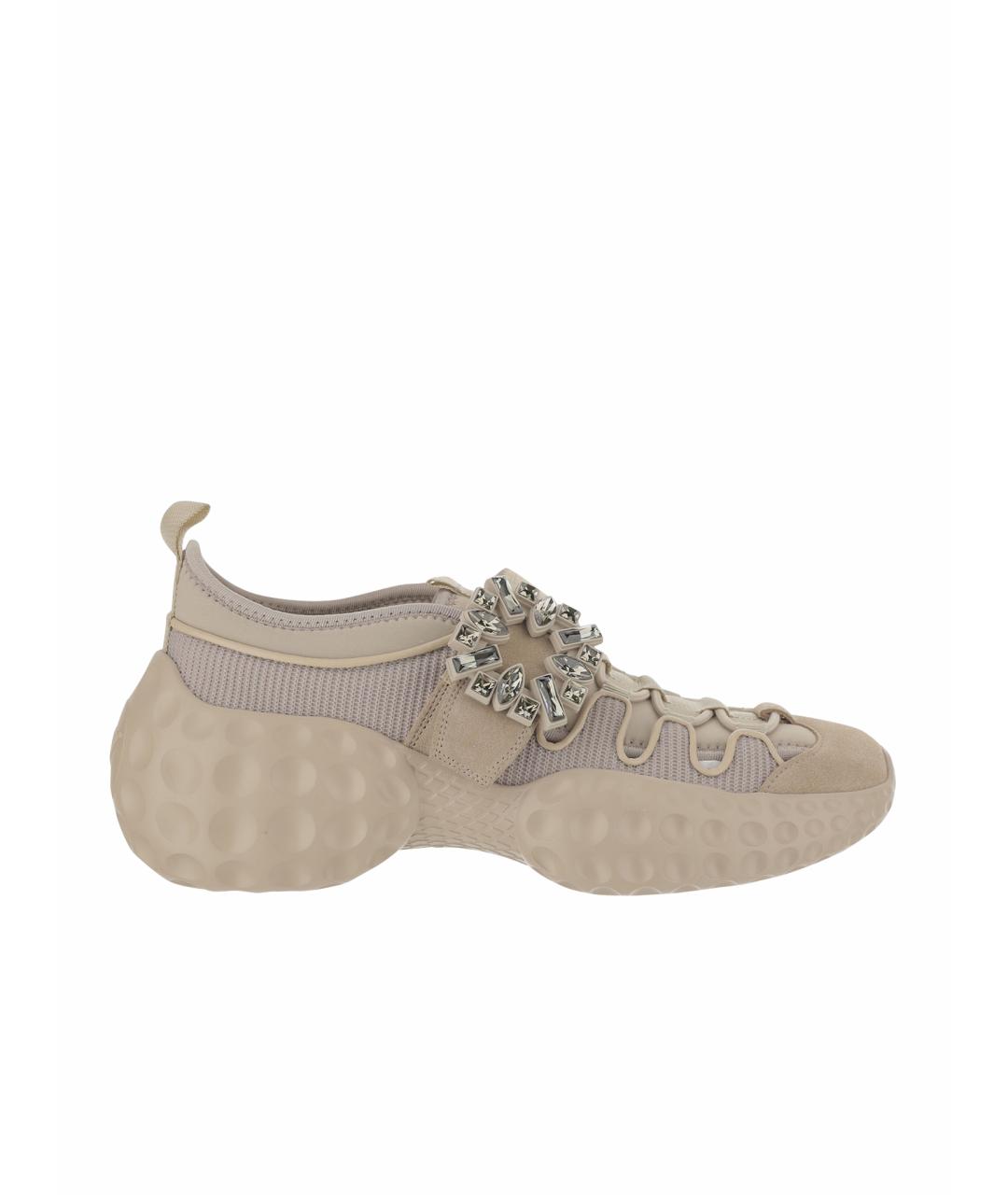 ROGER VIVIER Бежевые синтетические кроссовки, фото 1