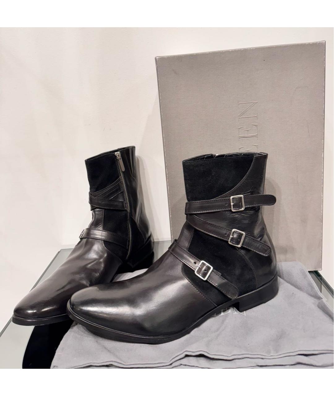 ALEXANDER MCQUEEN Черные кожаные высокие ботинки, фото 6