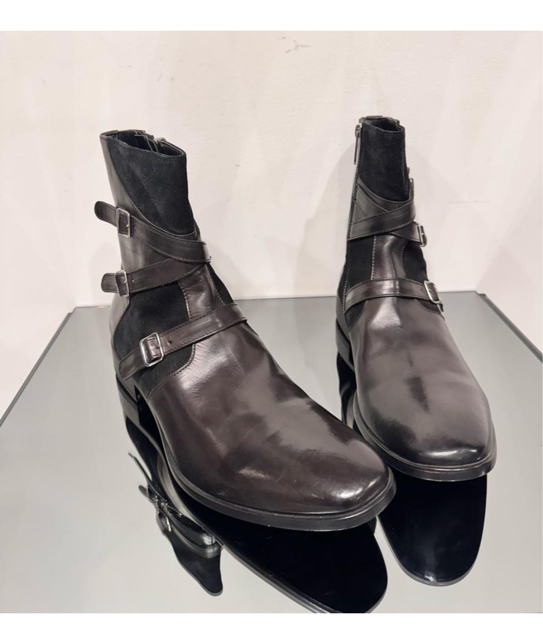 ALEXANDER MCQUEEN Черные кожаные высокие ботинки, фото 2