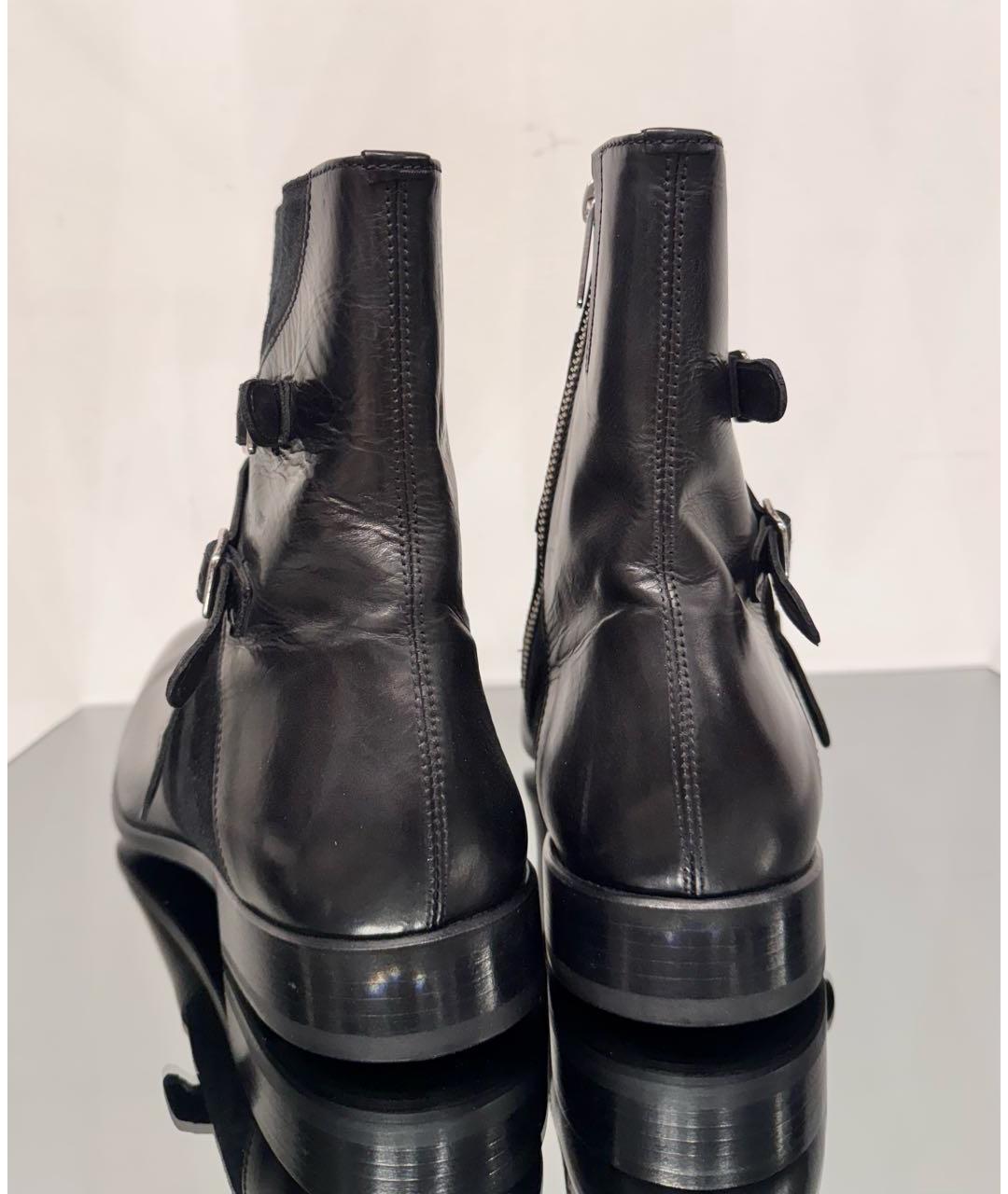 ALEXANDER MCQUEEN Черные кожаные высокие ботинки, фото 4