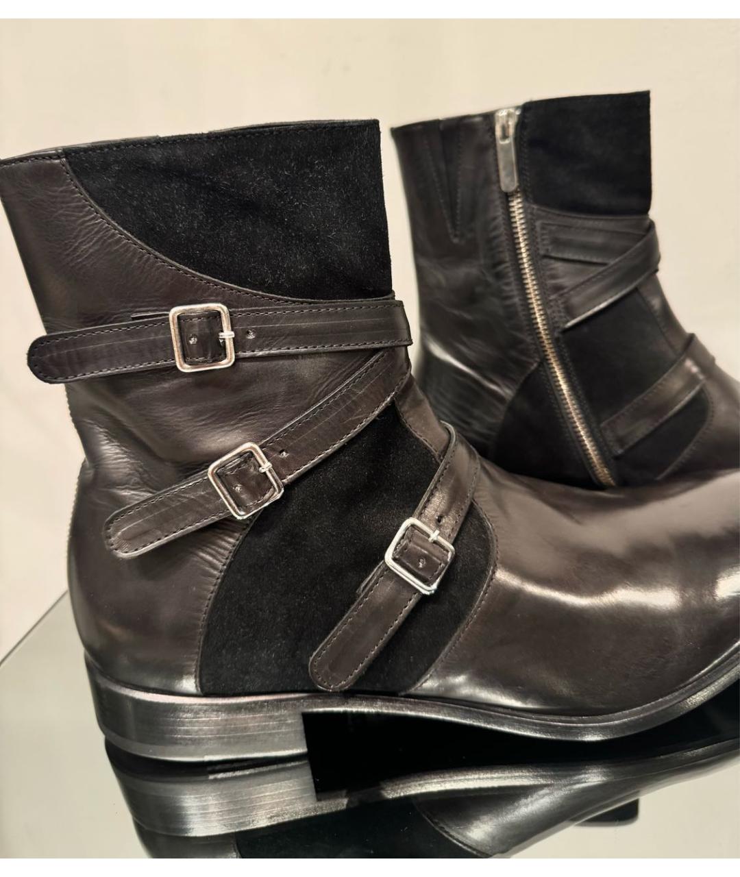 ALEXANDER MCQUEEN Черные кожаные высокие ботинки, фото 3