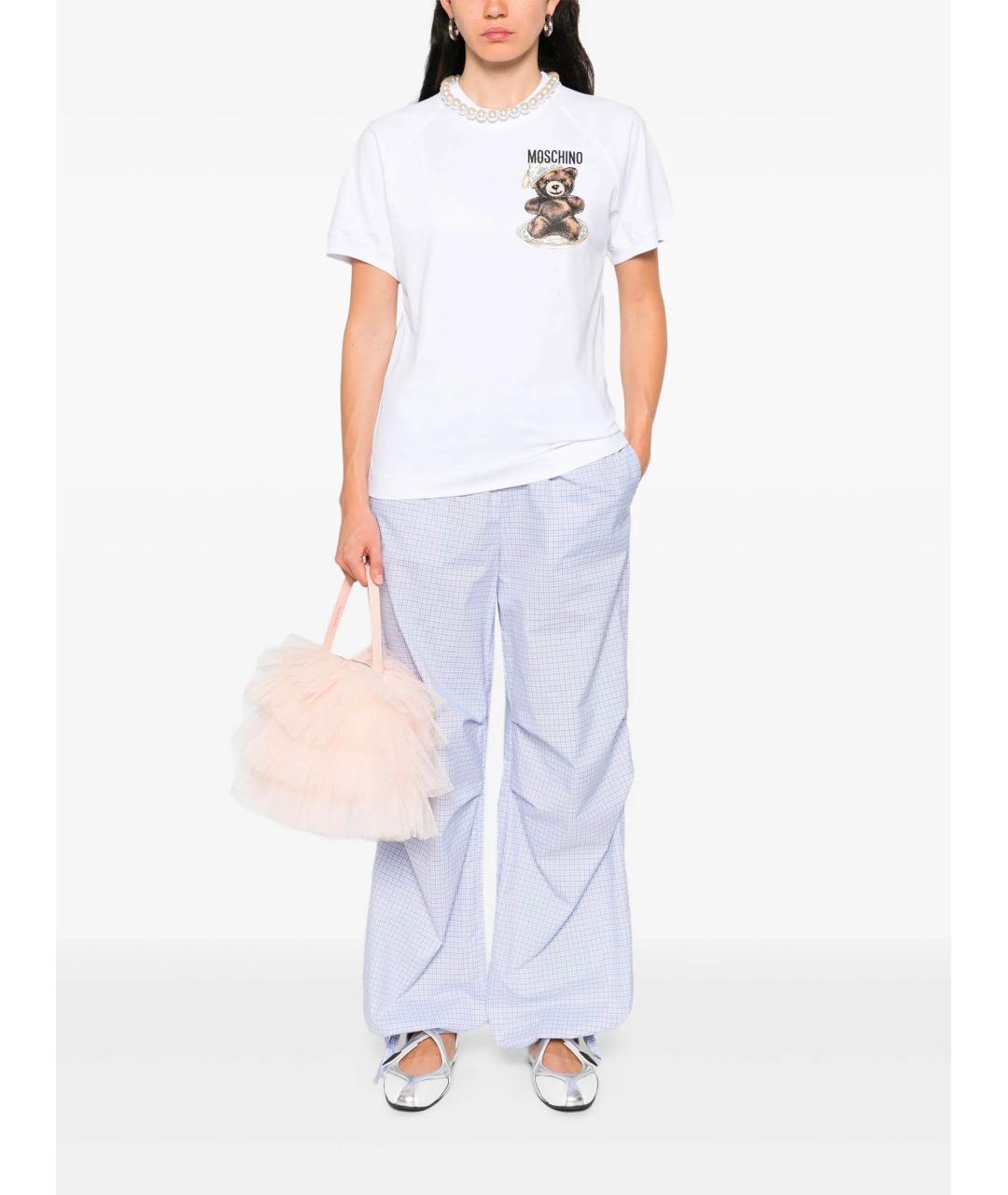MOSCHINO Белая хлопковая футболка, фото 2