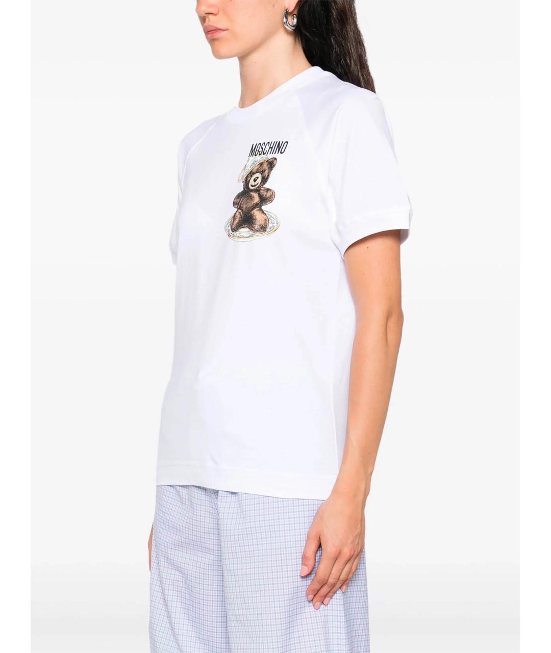 MOSCHINO Белая хлопковая футболка, фото 3