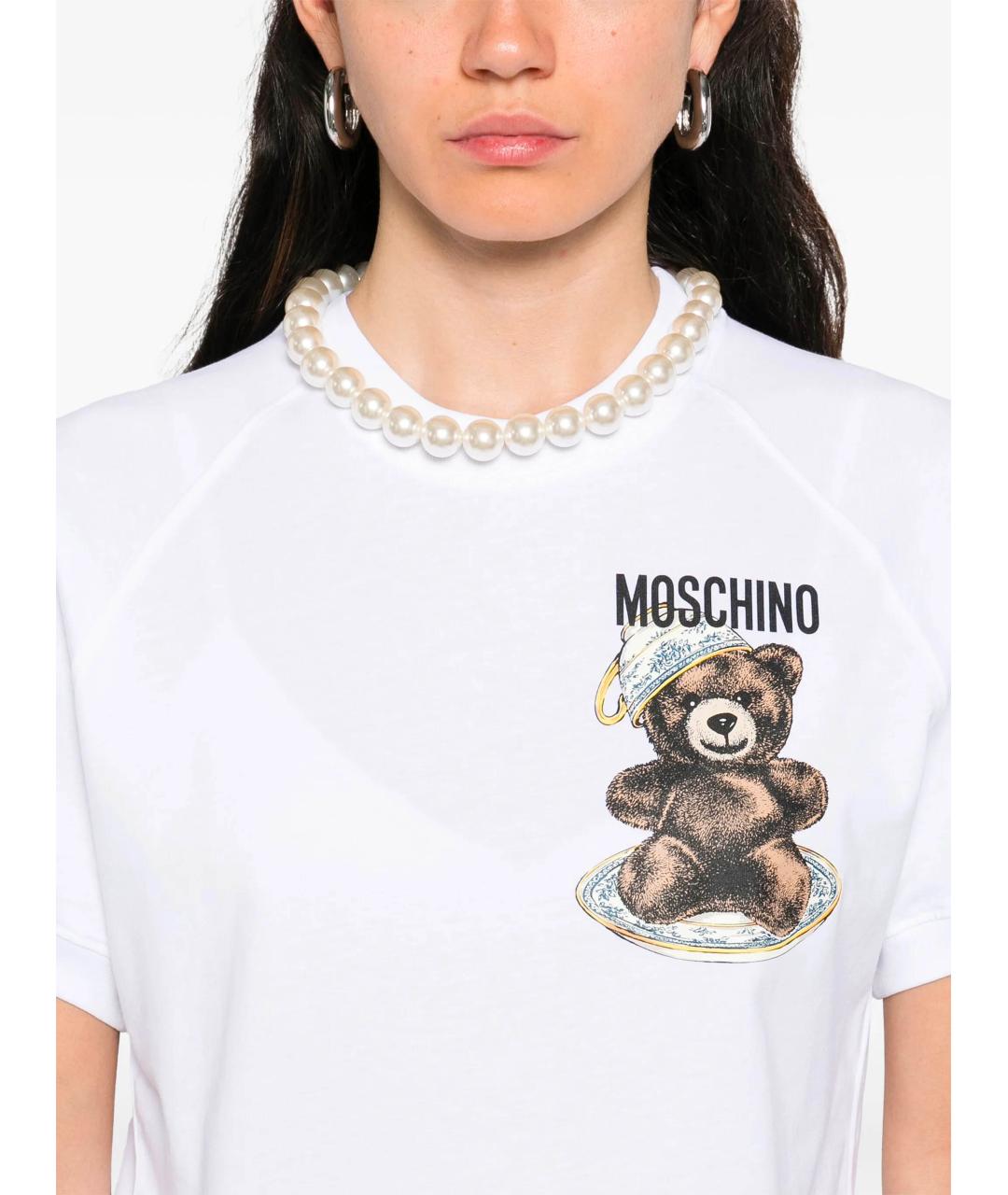 MOSCHINO Белая хлопковая футболка, фото 5