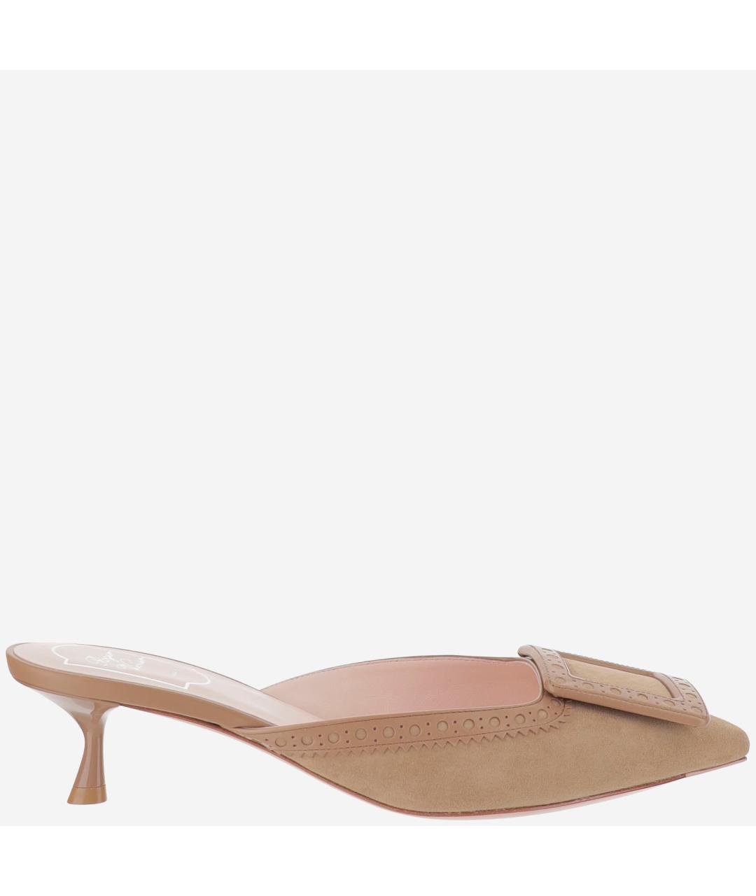 ROGER VIVIER Бежевые замшевые мюли, фото 5