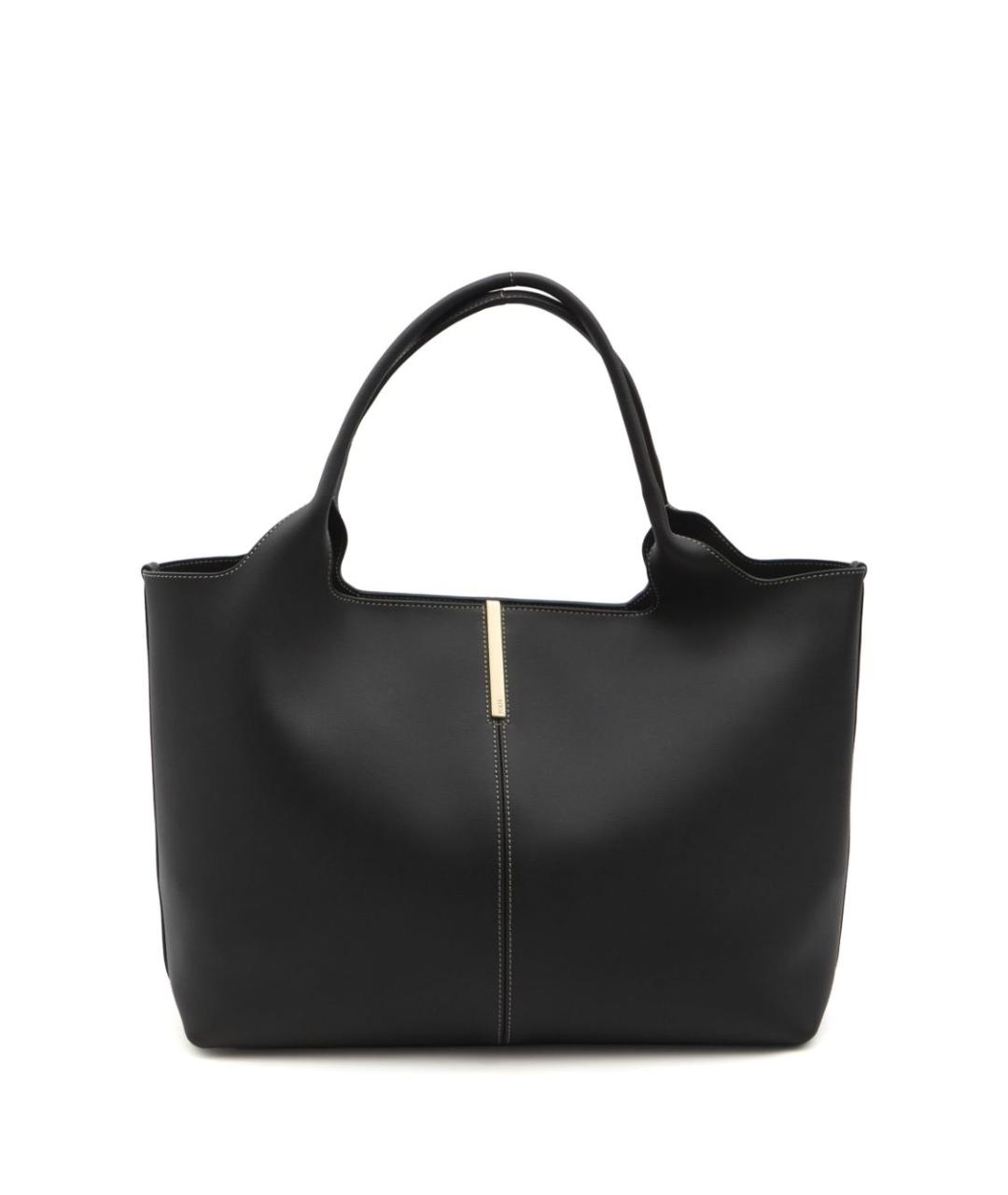 TOD'S Черная кожаная сумка тоут, фото 1