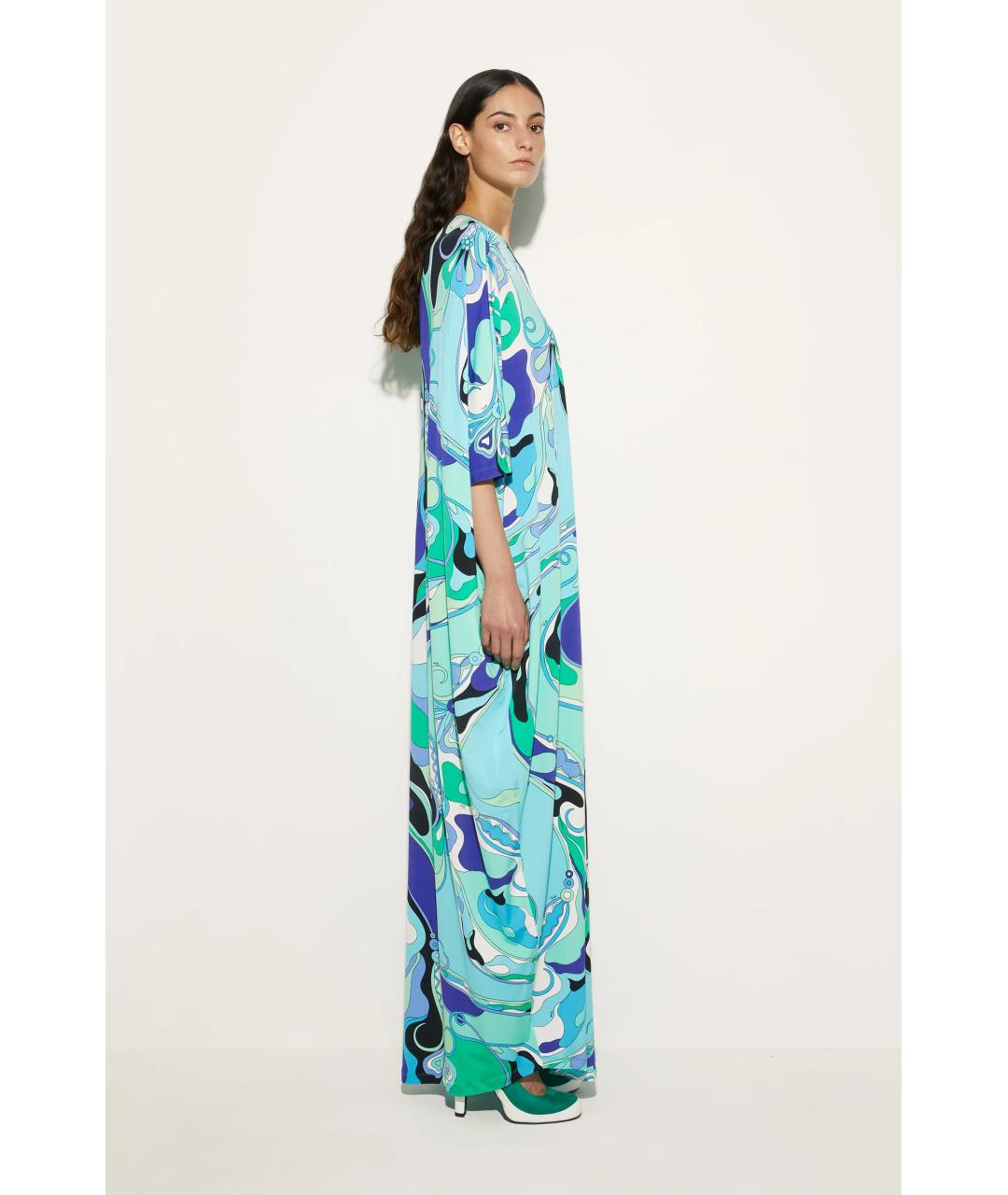 EMILIO PUCCI Бирюзовое вискозное платье, фото 4