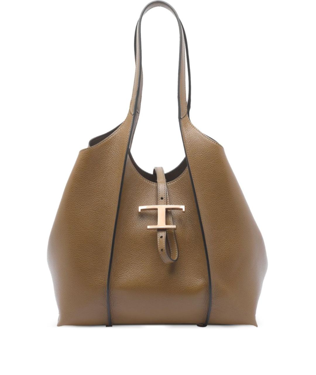 TOD'S Коричневая кожаная сумка тоут, фото 1