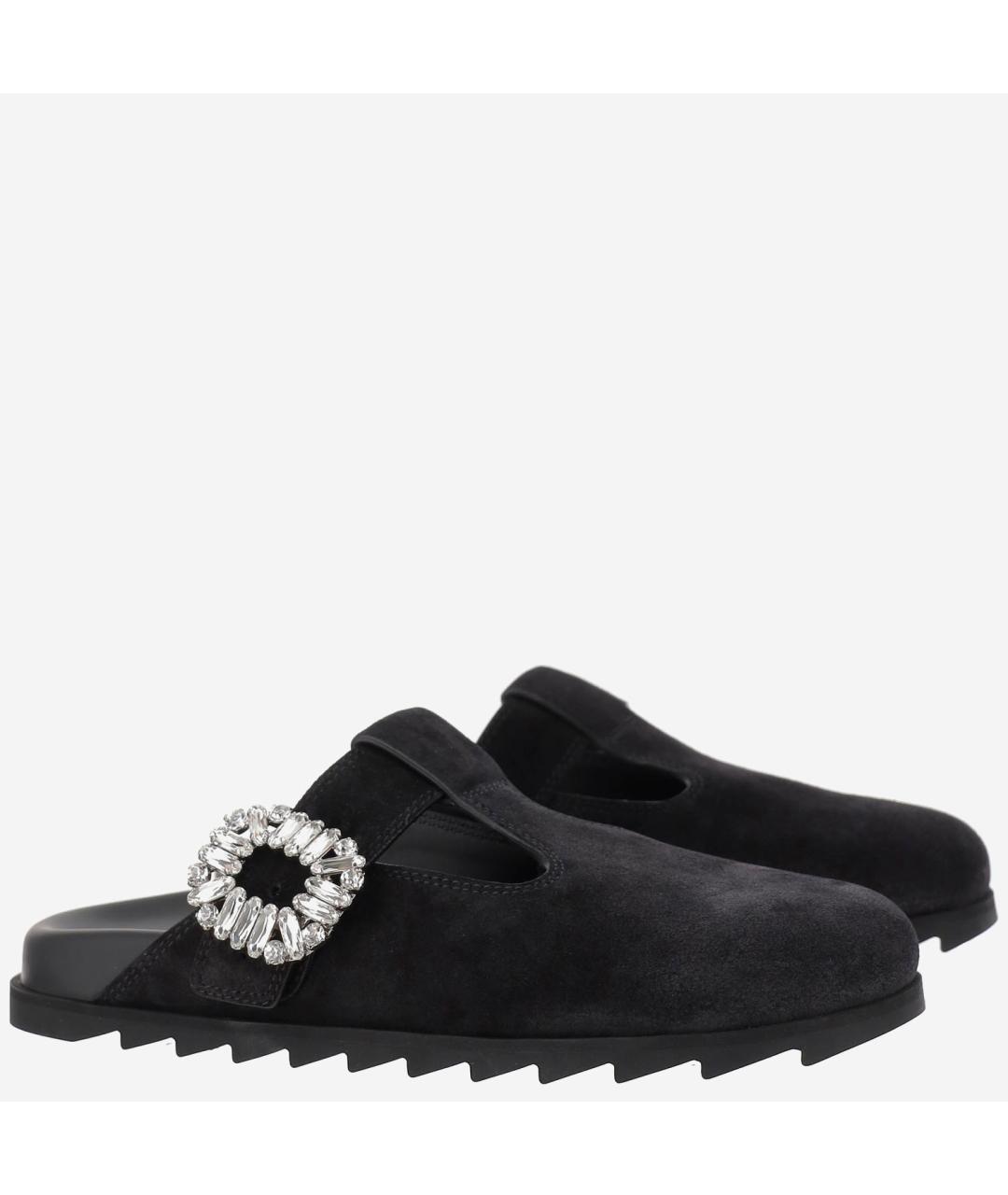 ROGER VIVIER Черные замшевые сабо, фото 2