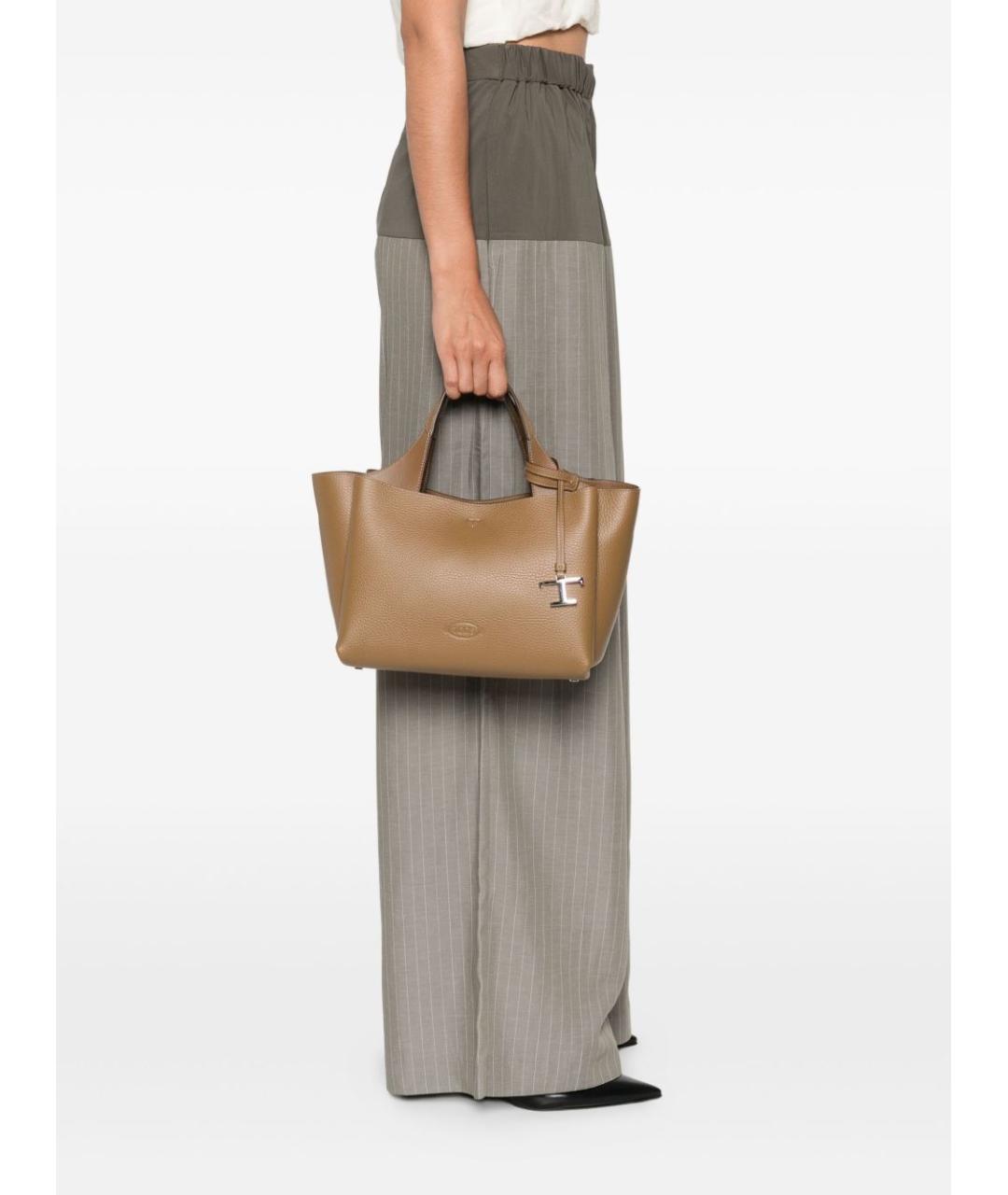 TOD'S Коричневая кожаная сумка тоут, фото 2