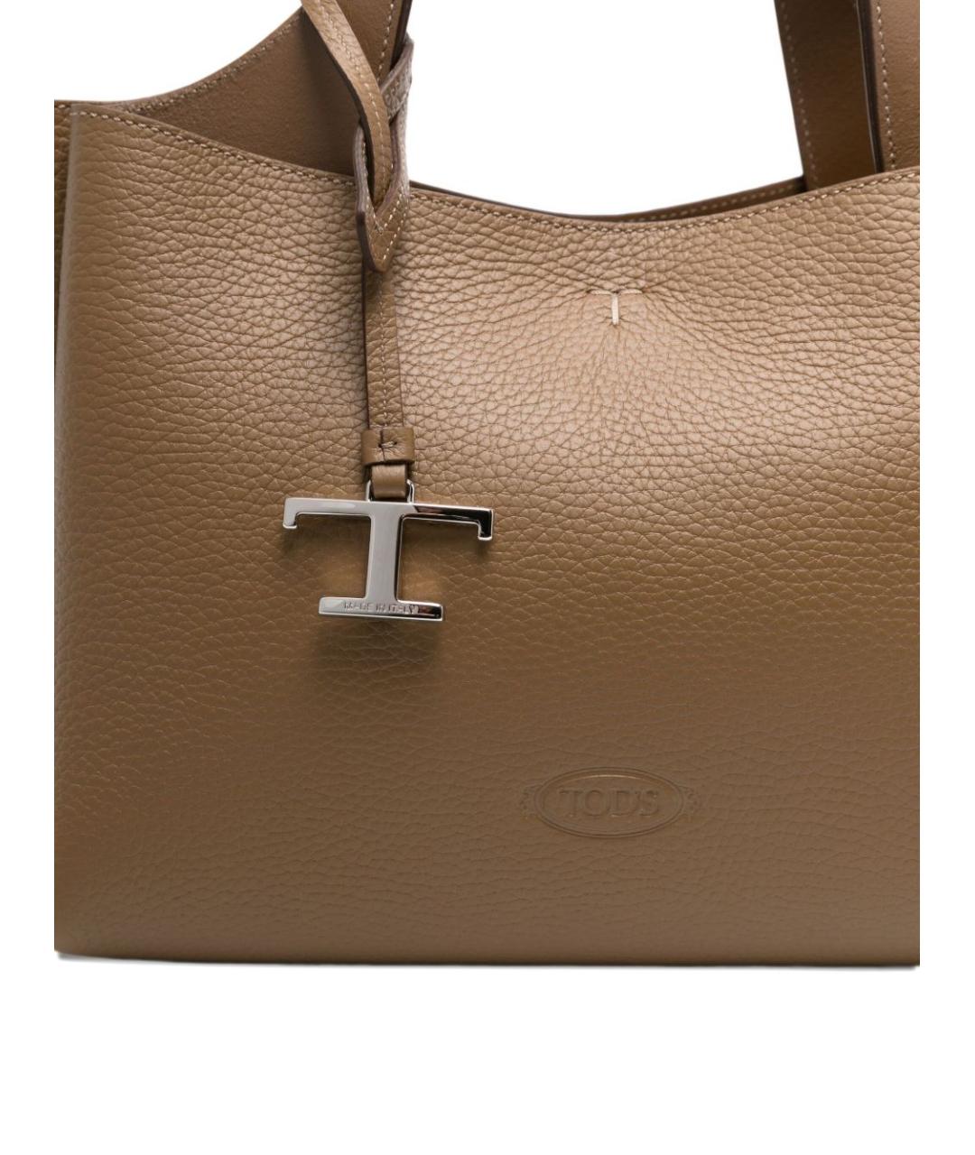 TOD'S Коричневая кожаная сумка тоут, фото 4
