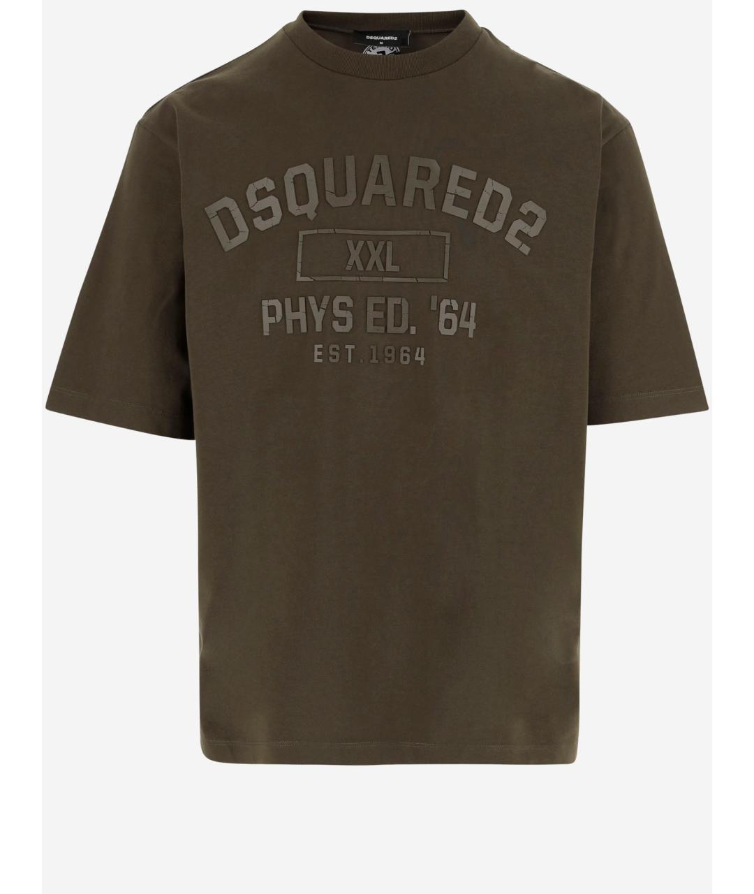 DSQUARED2 Хаки хлопковая футболка, фото 4