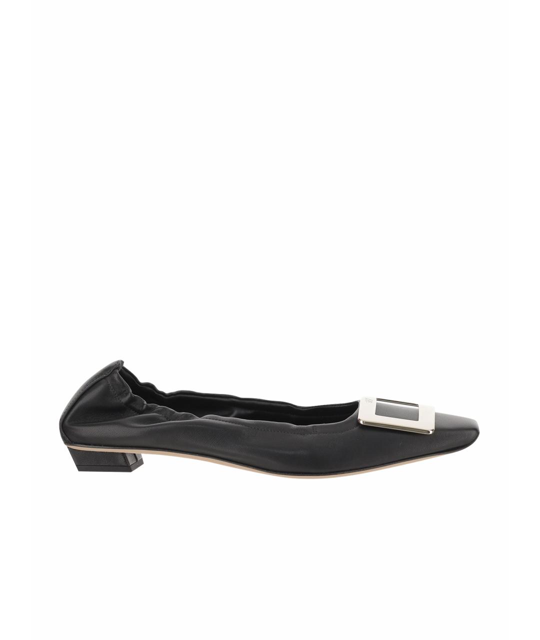 ROGER VIVIER Черные кожаные балетки, фото 1