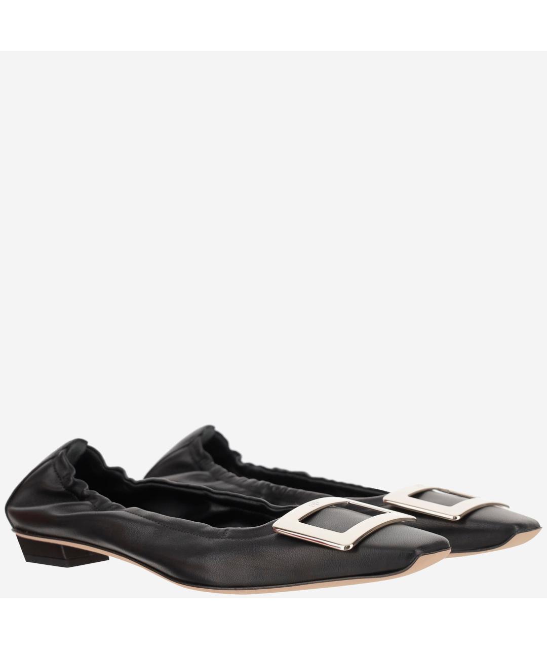 ROGER VIVIER Черные кожаные балетки, фото 2