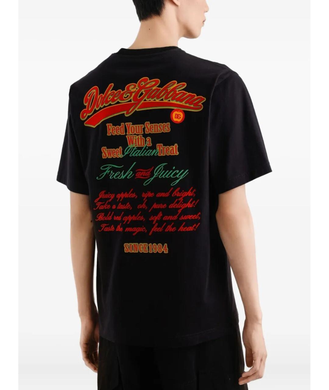 DOLCE&GABBANA Черная хлопковая футболка, фото 3