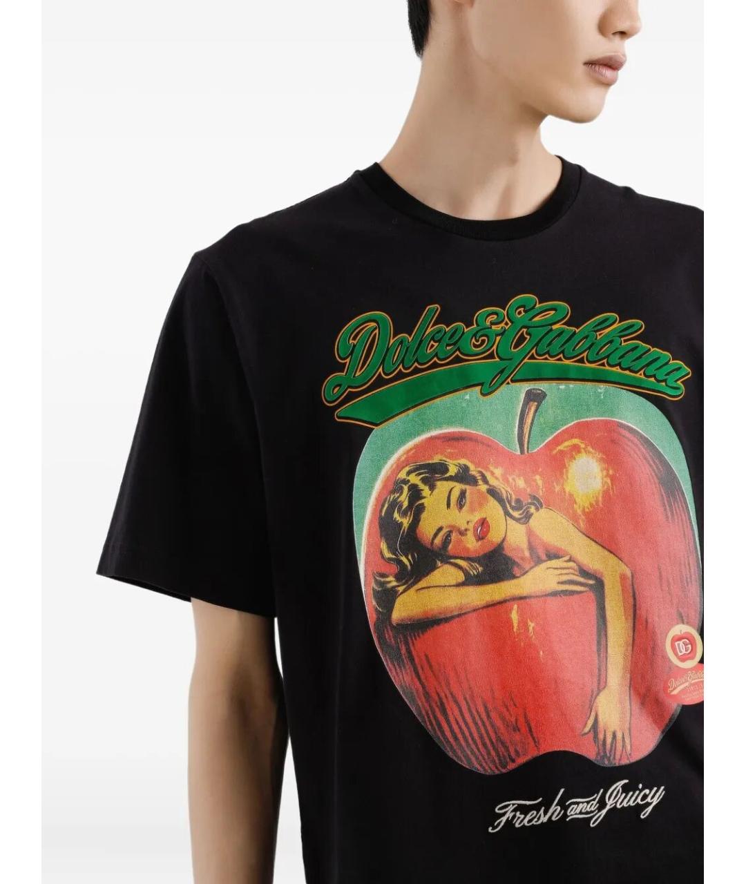 DOLCE&GABBANA Черная хлопковая футболка, фото 2