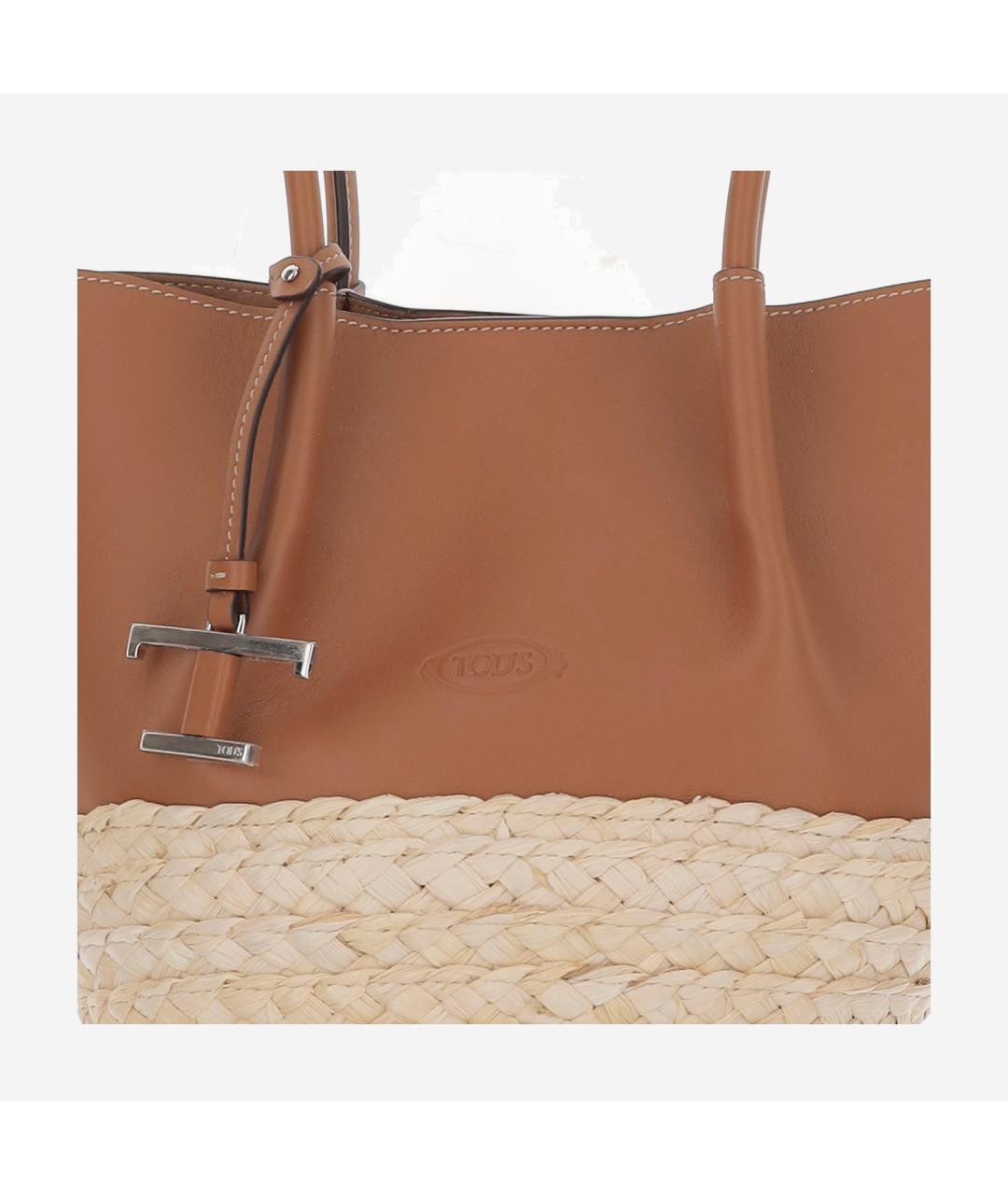 TOD'S Коричневая кожаная сумка тоут, фото 4