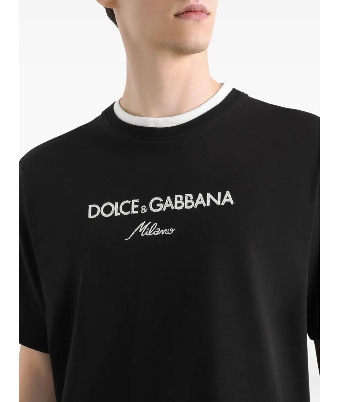 DOLCE&GABBANA Черная хлопковая футболка, фото 4