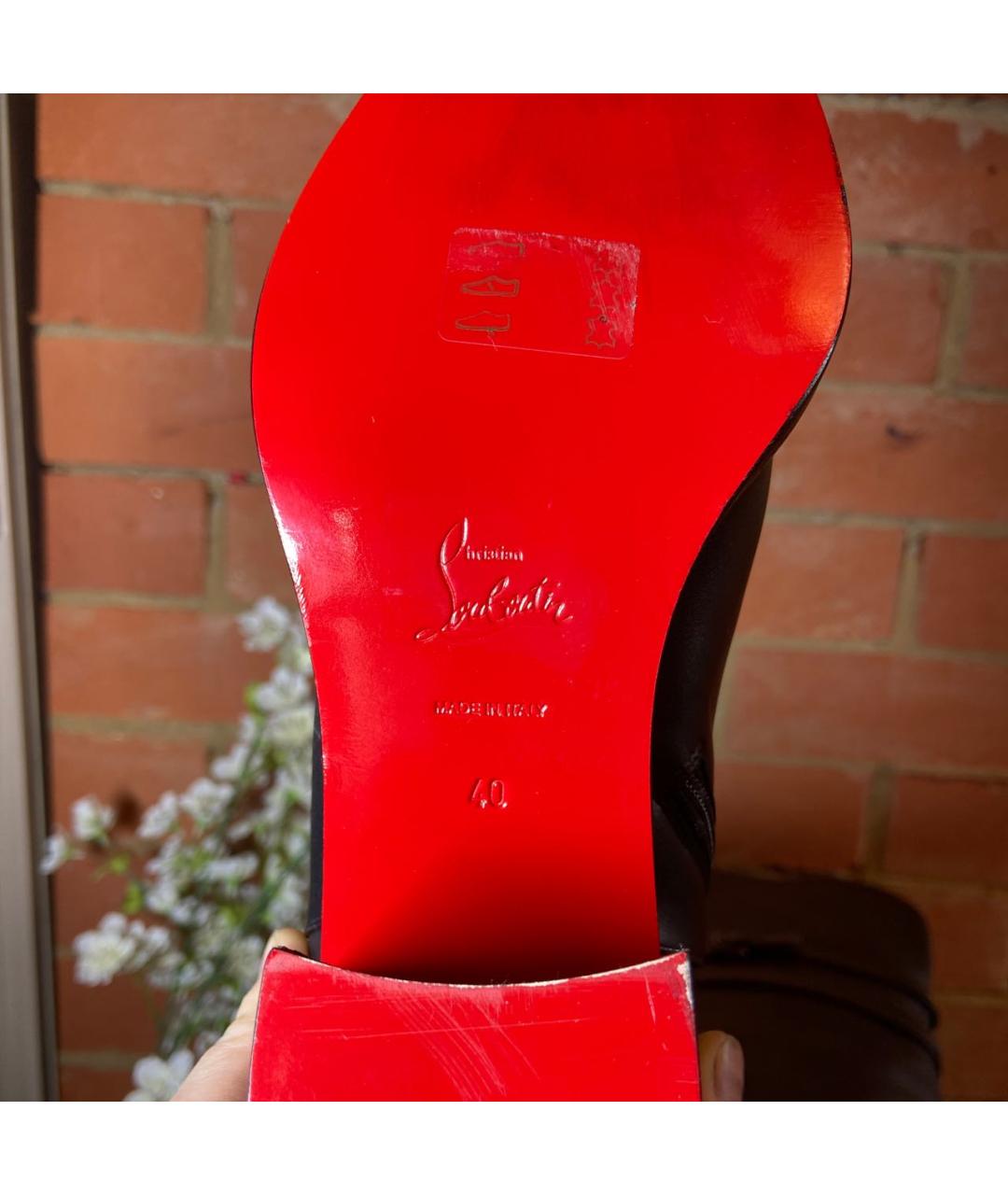 CHRISTIAN LOUBOUTIN Черные кожаные ботфорты, фото 7