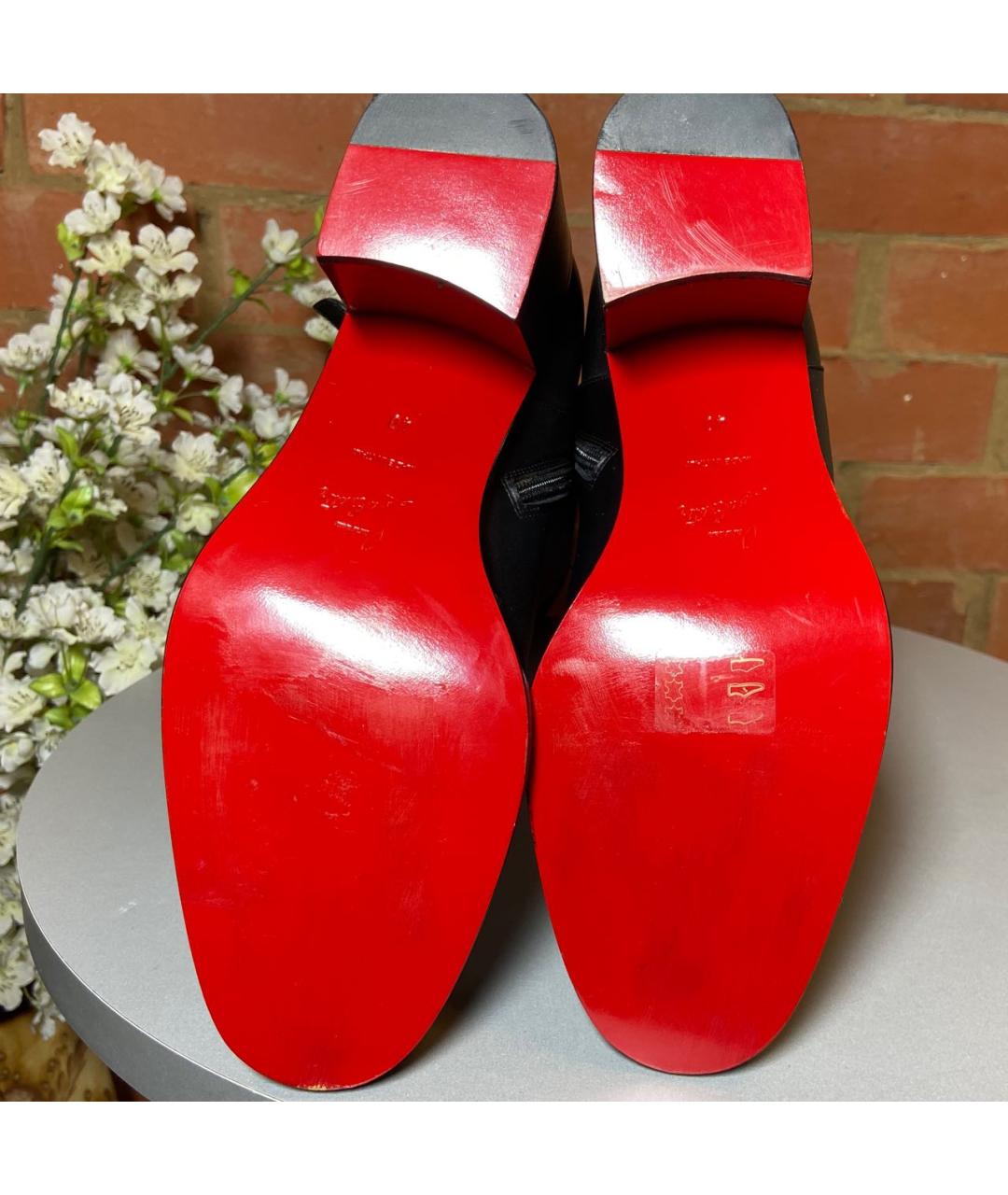 CHRISTIAN LOUBOUTIN Черные кожаные ботфорты, фото 6