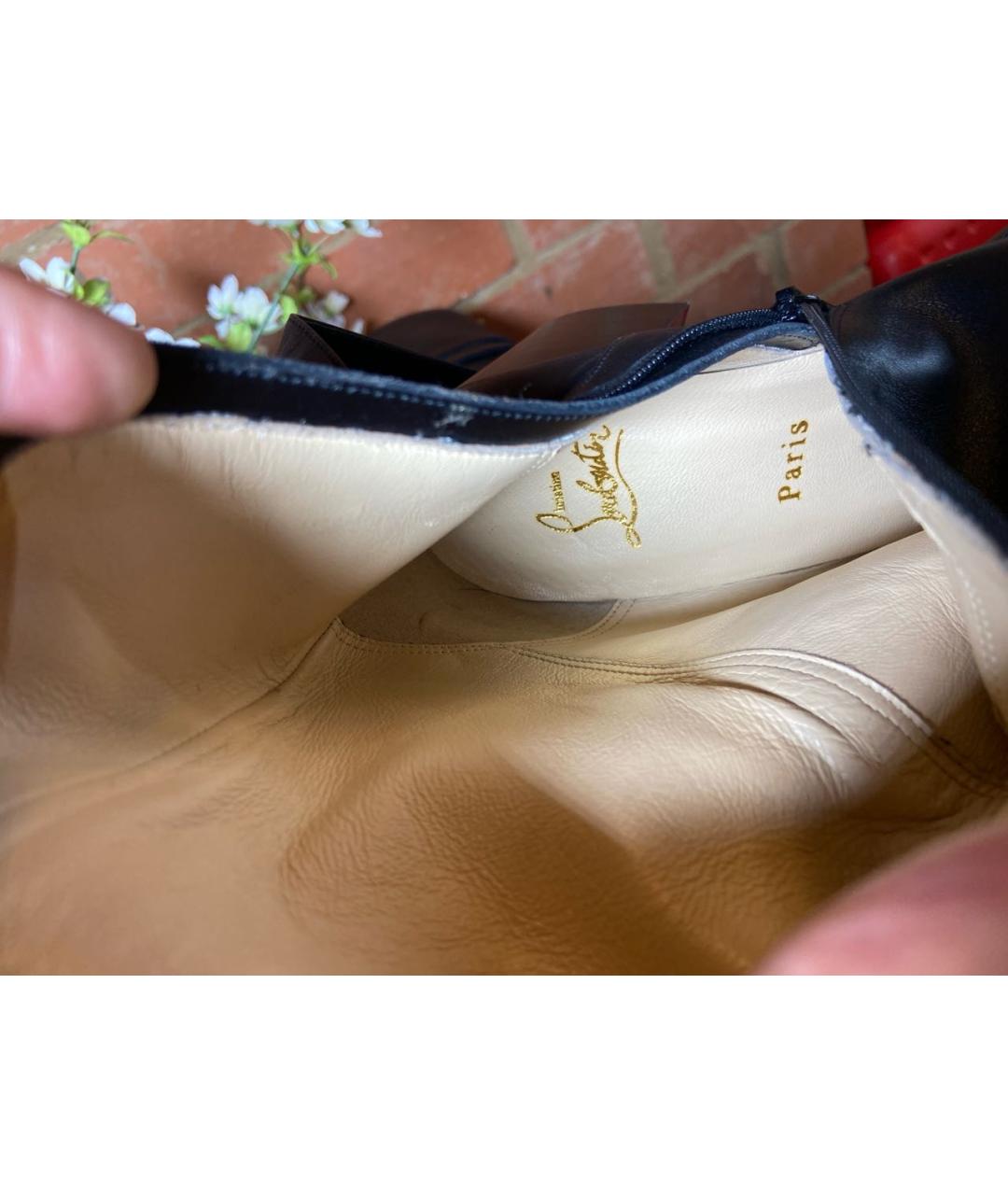 CHRISTIAN LOUBOUTIN Черные кожаные ботфорты, фото 8