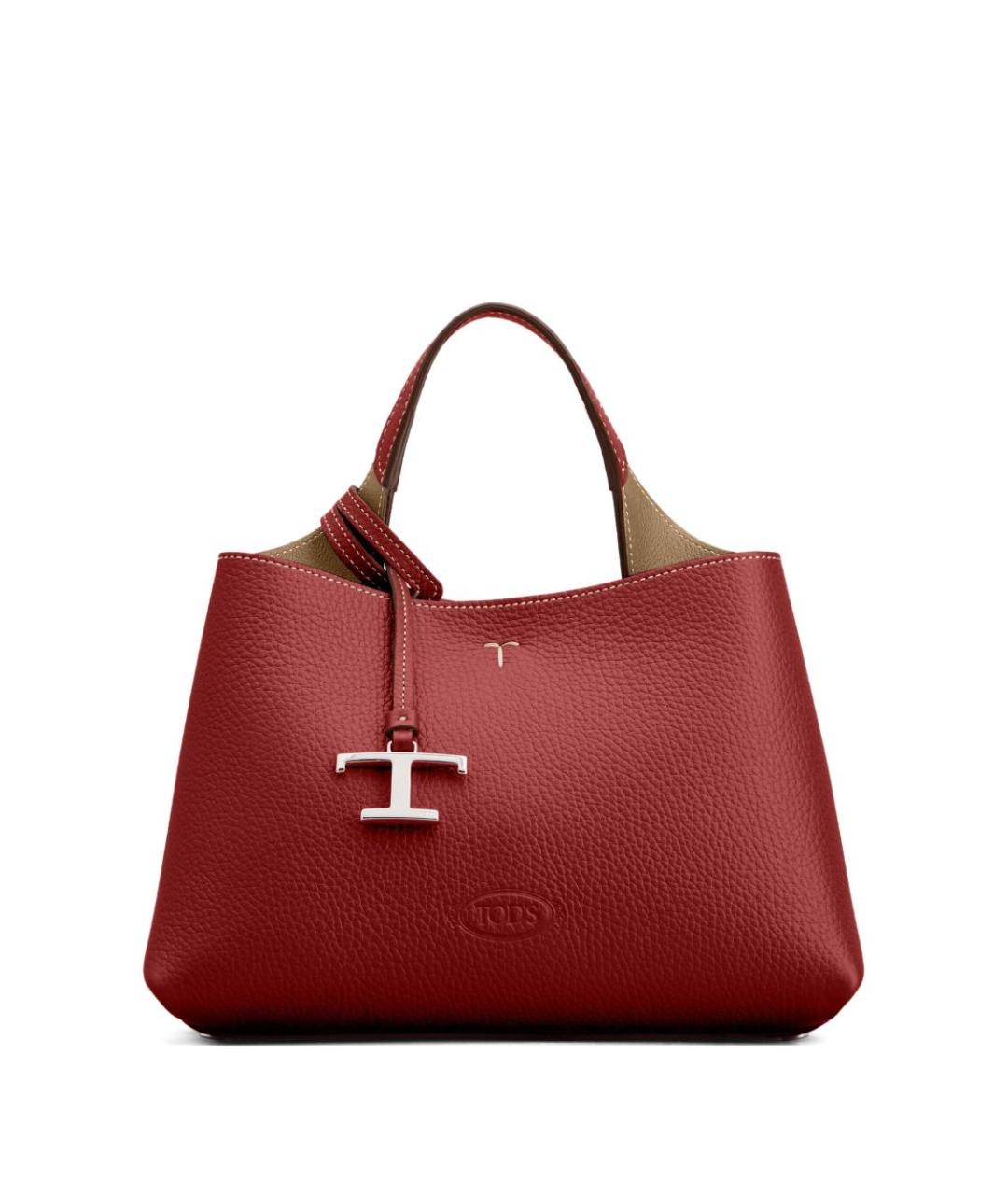 TOD'S Красная кожаная сумка тоут, фото 1