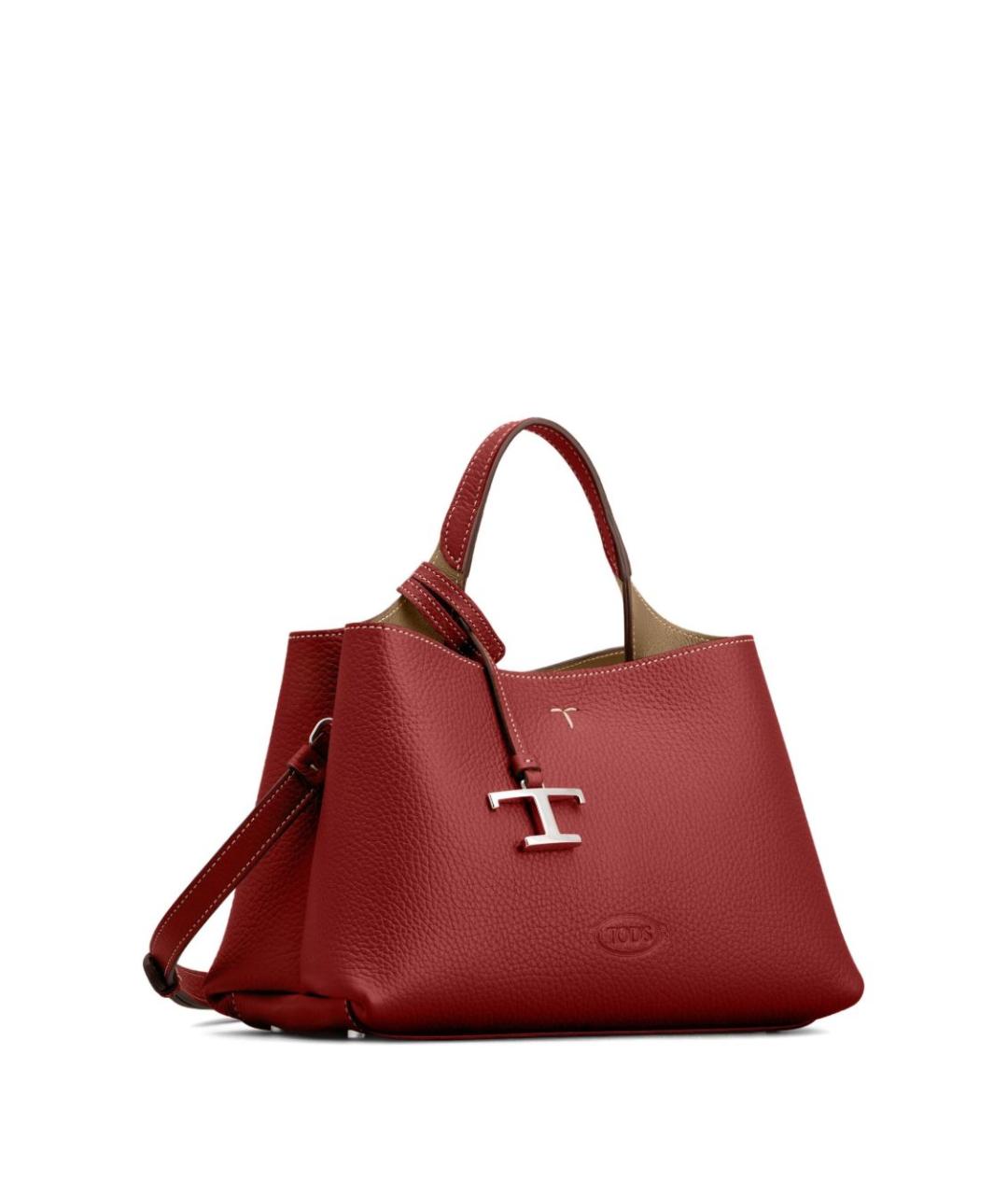 TOD'S Красная кожаная сумка тоут, фото 2