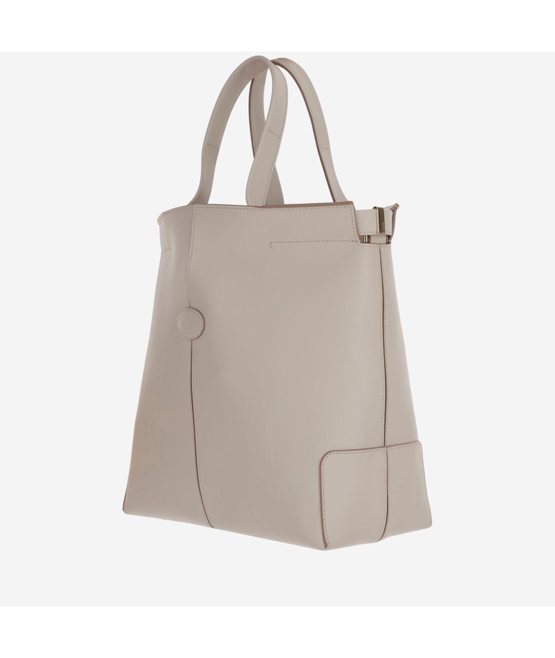 TOD'S Бежевая кожаная сумка тоут, фото 2