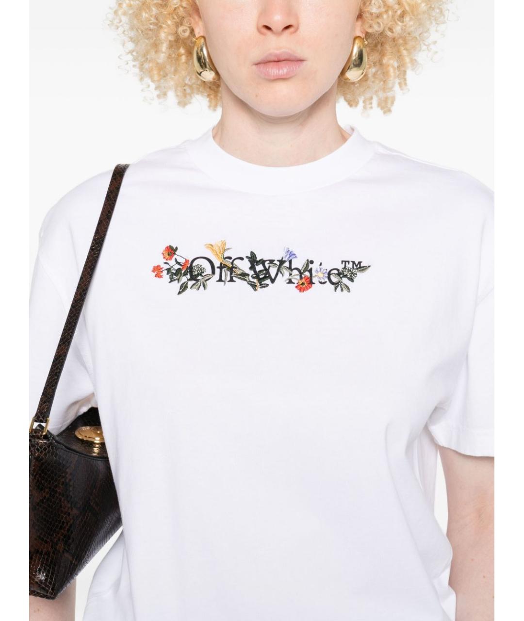 OFF-WHITE Белая хлопковая футболка, фото 4