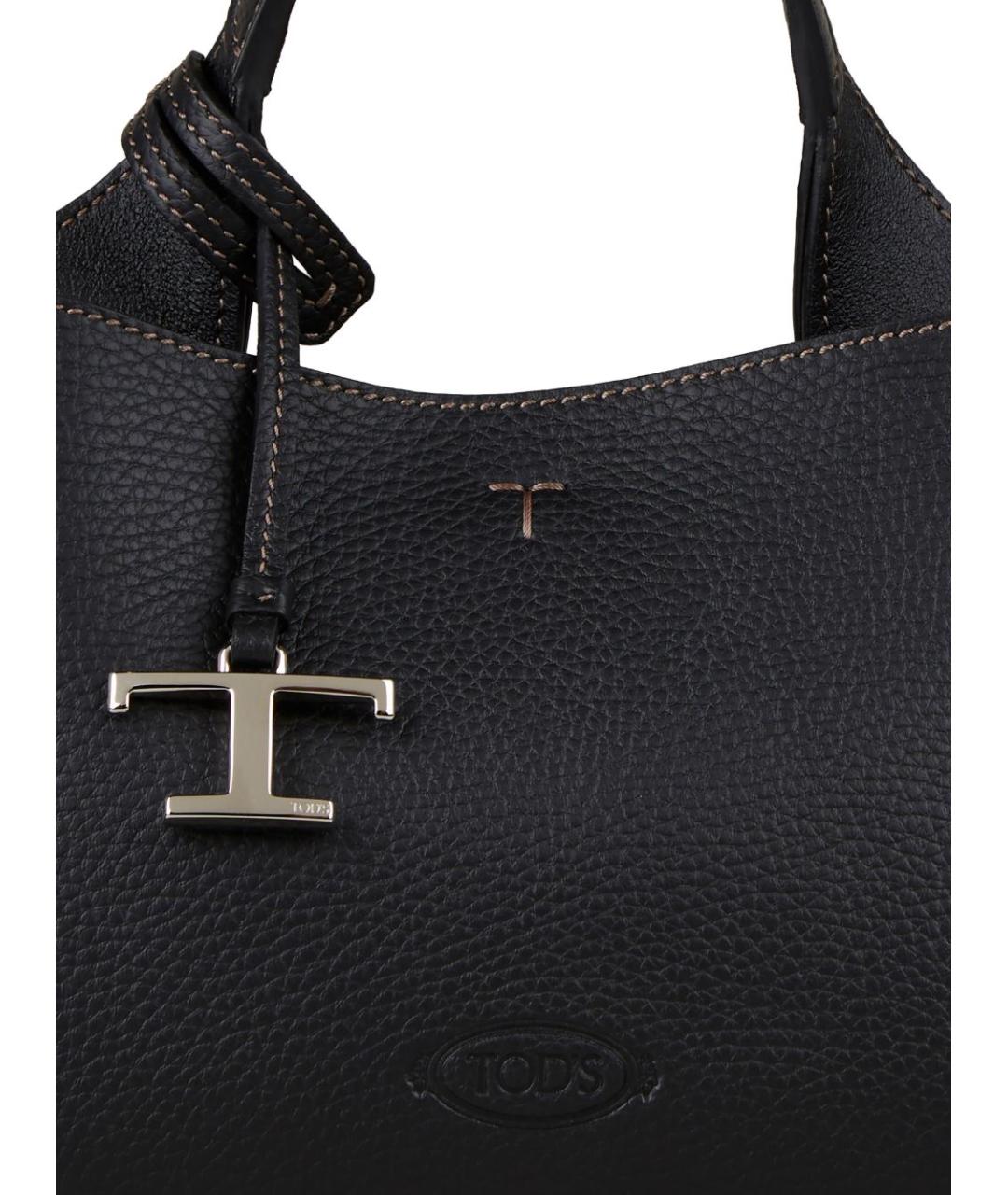 TOD'S Черная кожаная сумка тоут, фото 4