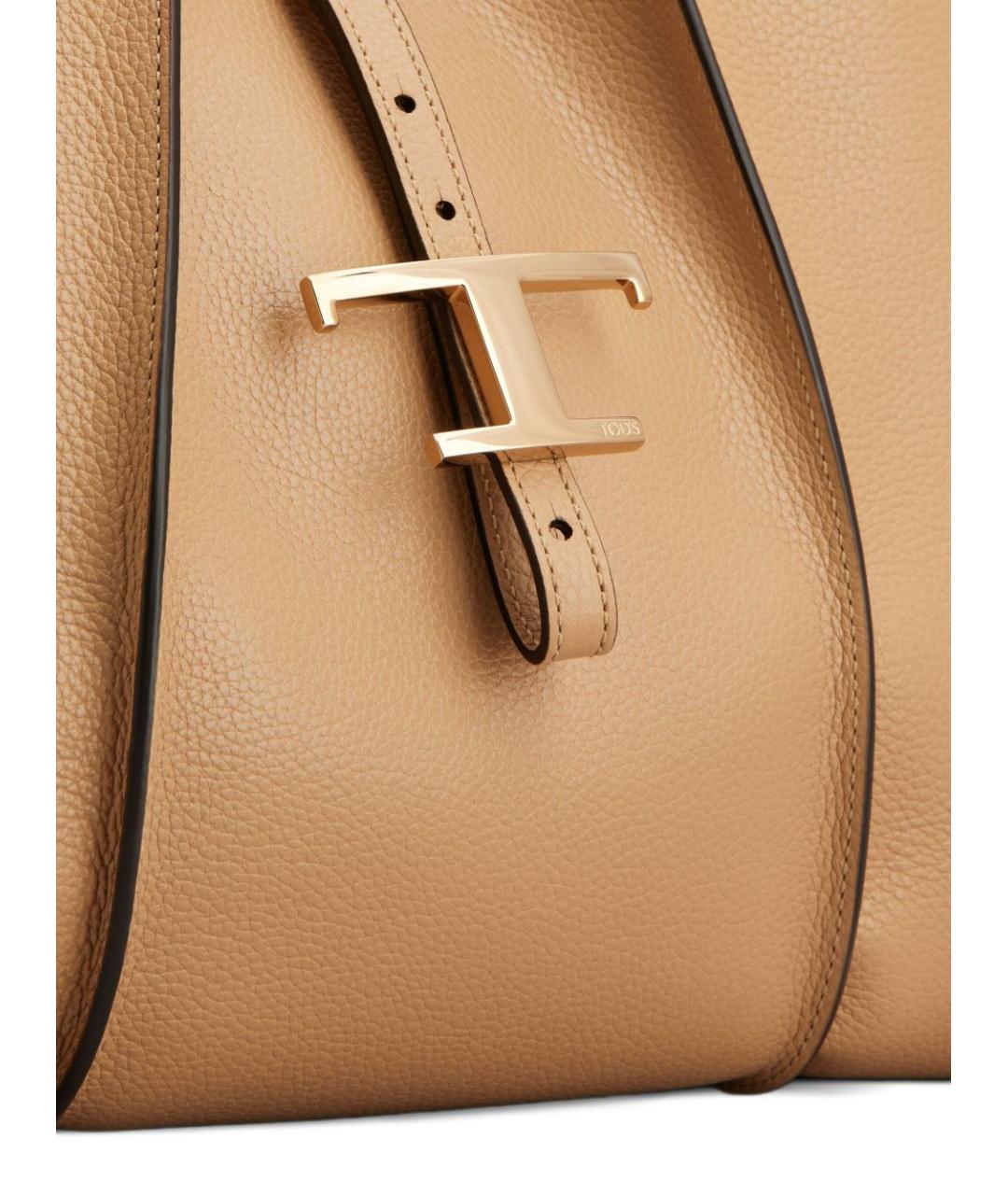 TOD'S Бежевая кожаная сумка тоут, фото 5