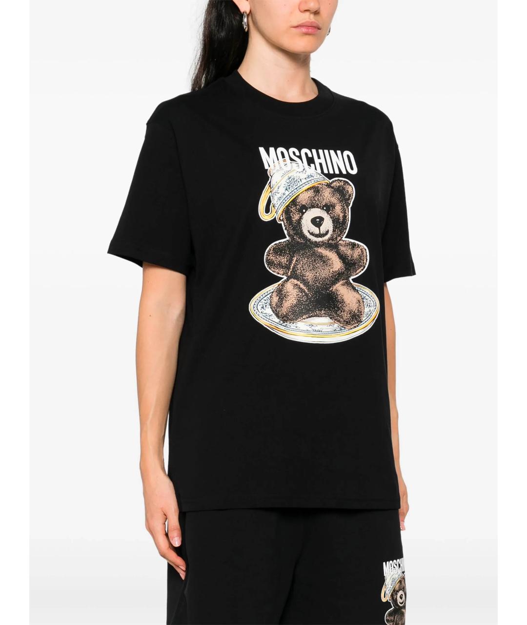 MOSCHINO Черная хлопковая футболка, фото 3