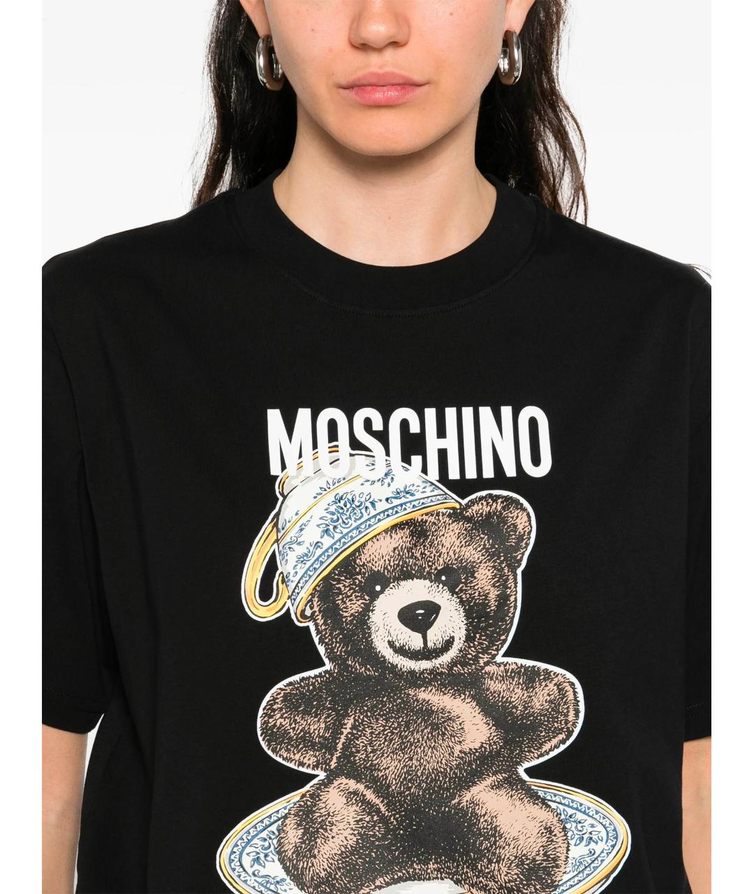 MOSCHINO Черная хлопковая футболка, фото 5