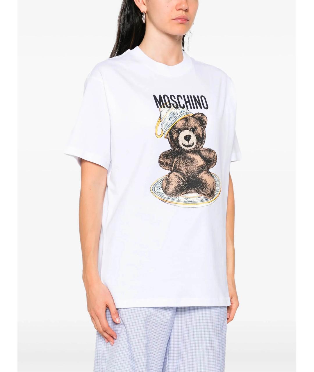 MOSCHINO Белая хлопковая футболка, фото 3
