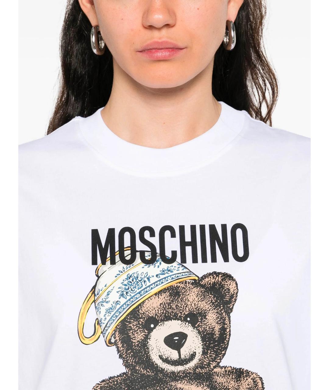 MOSCHINO Белая хлопковая футболка, фото 4