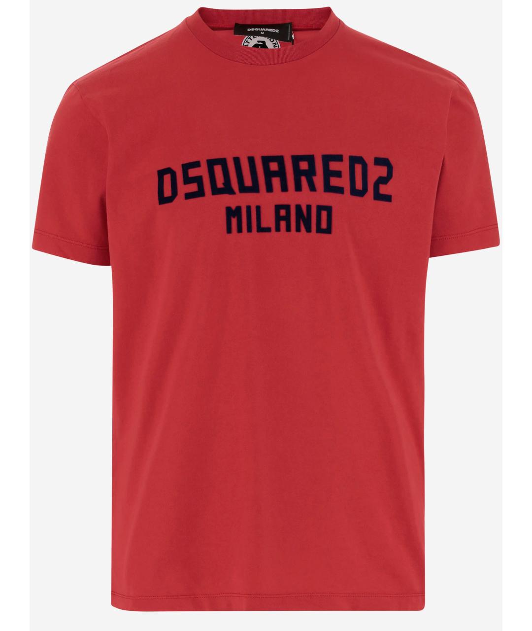 DSQUARED2 Красная хлопковая футболка, фото 4